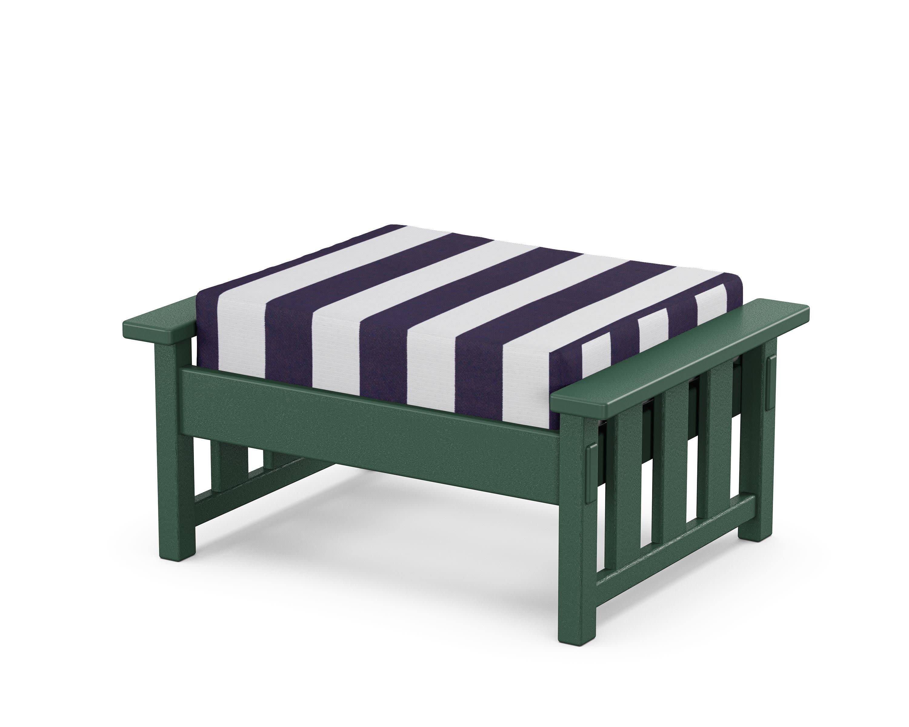 Acadia Deep Seating Ottoman in Green / Cabana Stripe Navy
