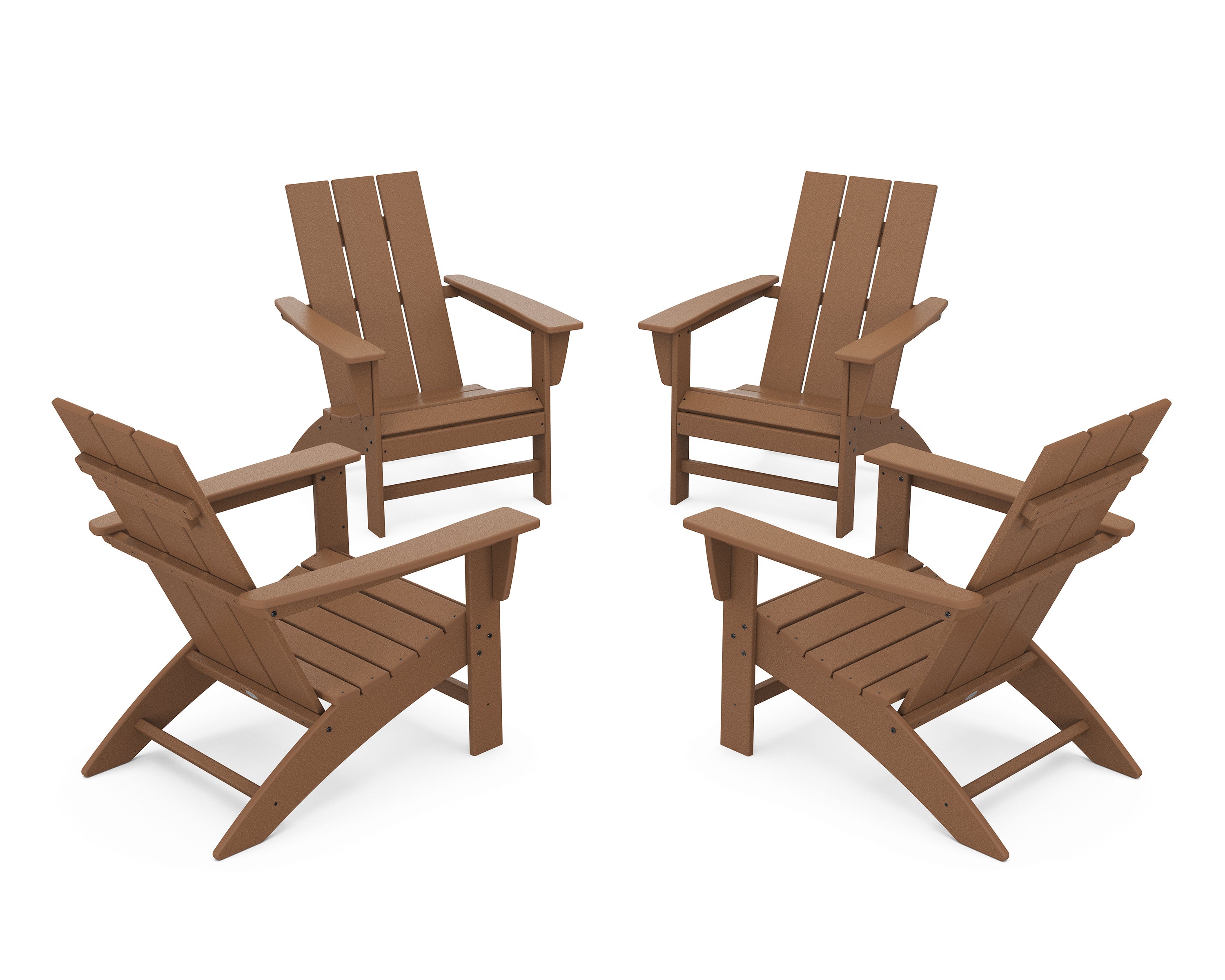 4-Piece Modern Adirondack Chair Conversation Set in Teak