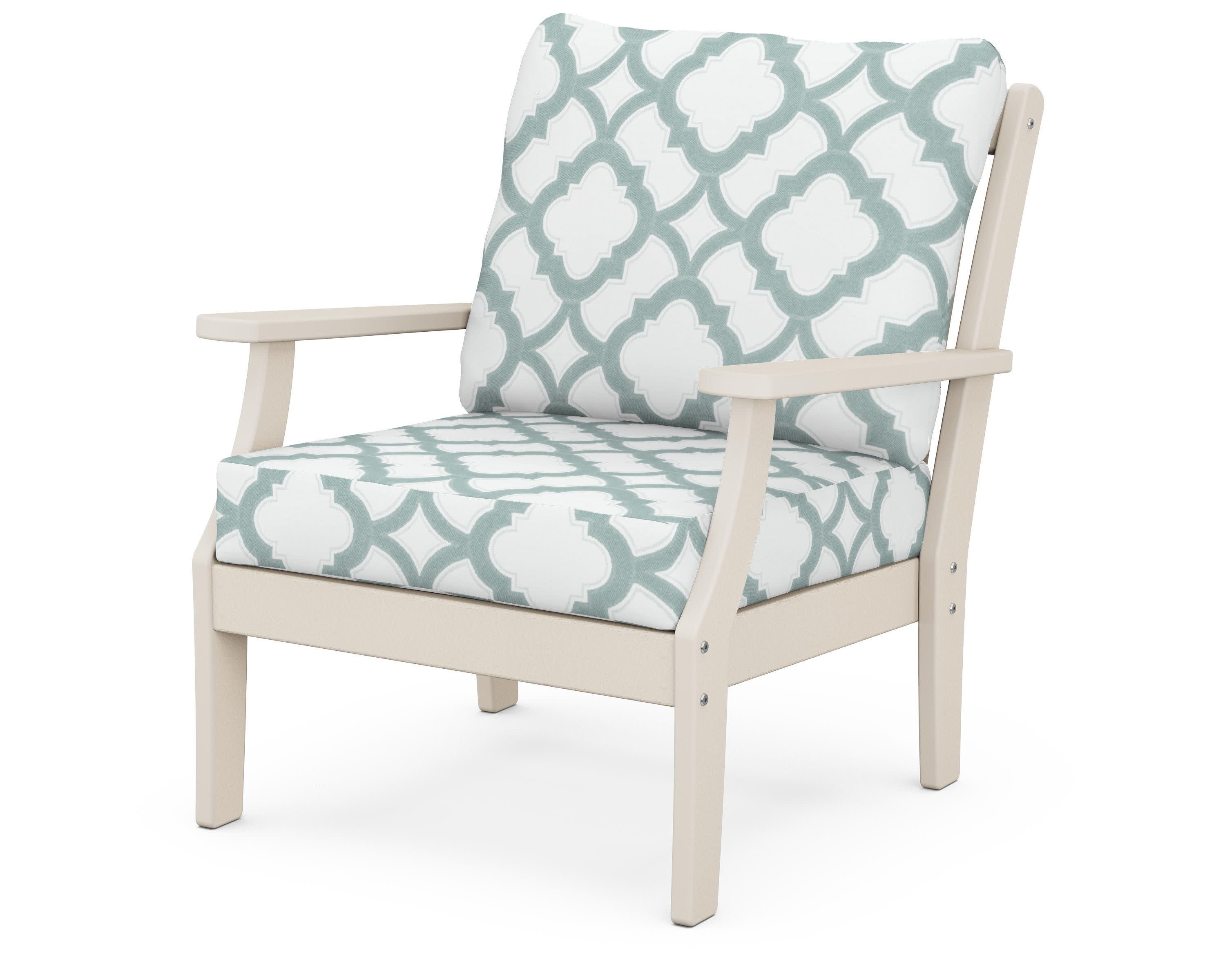 Braxton Deep Seating Chair in Sand / Trellis Glacier Spa