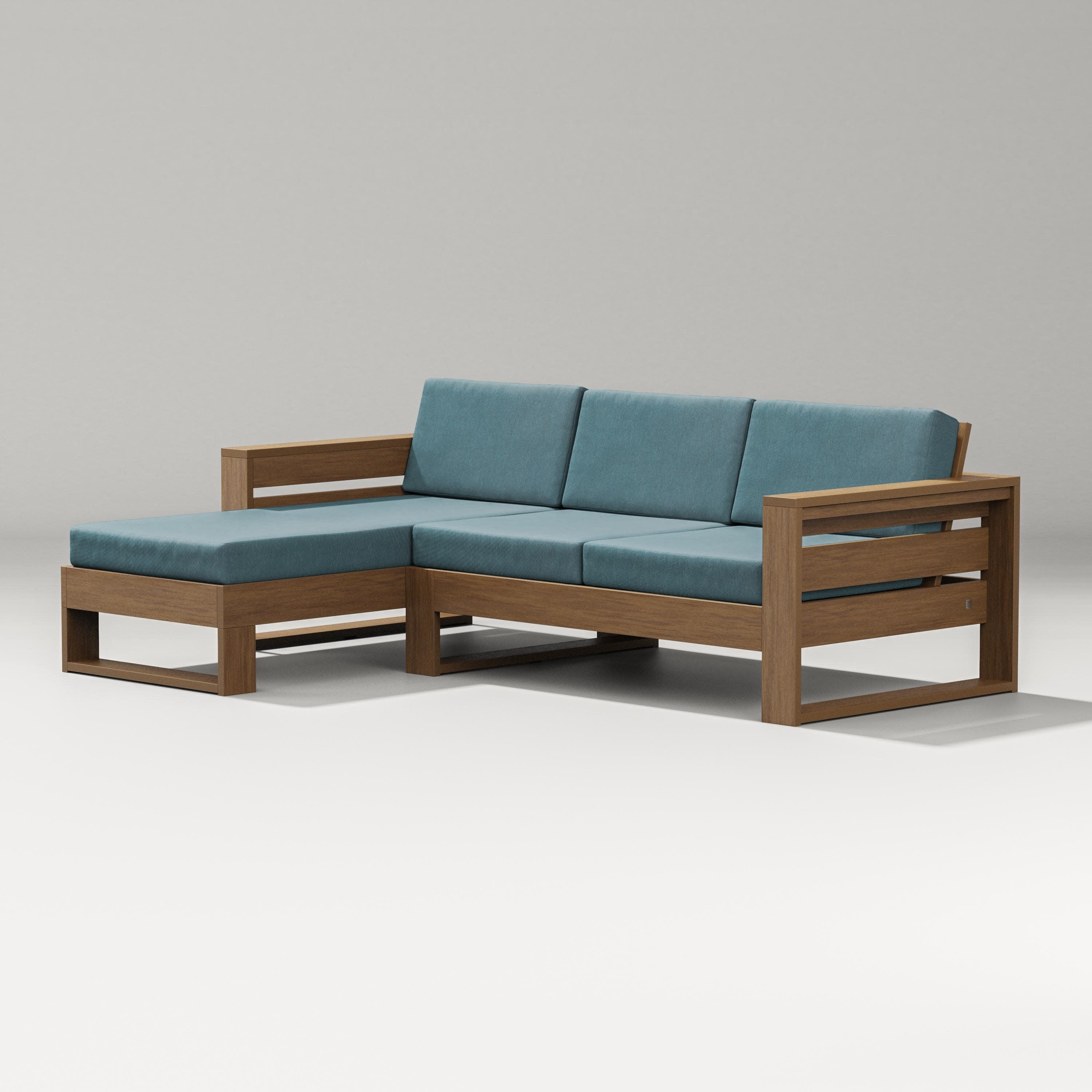 Latitude Left Chaise Sectional in Natural / Ocean Teal