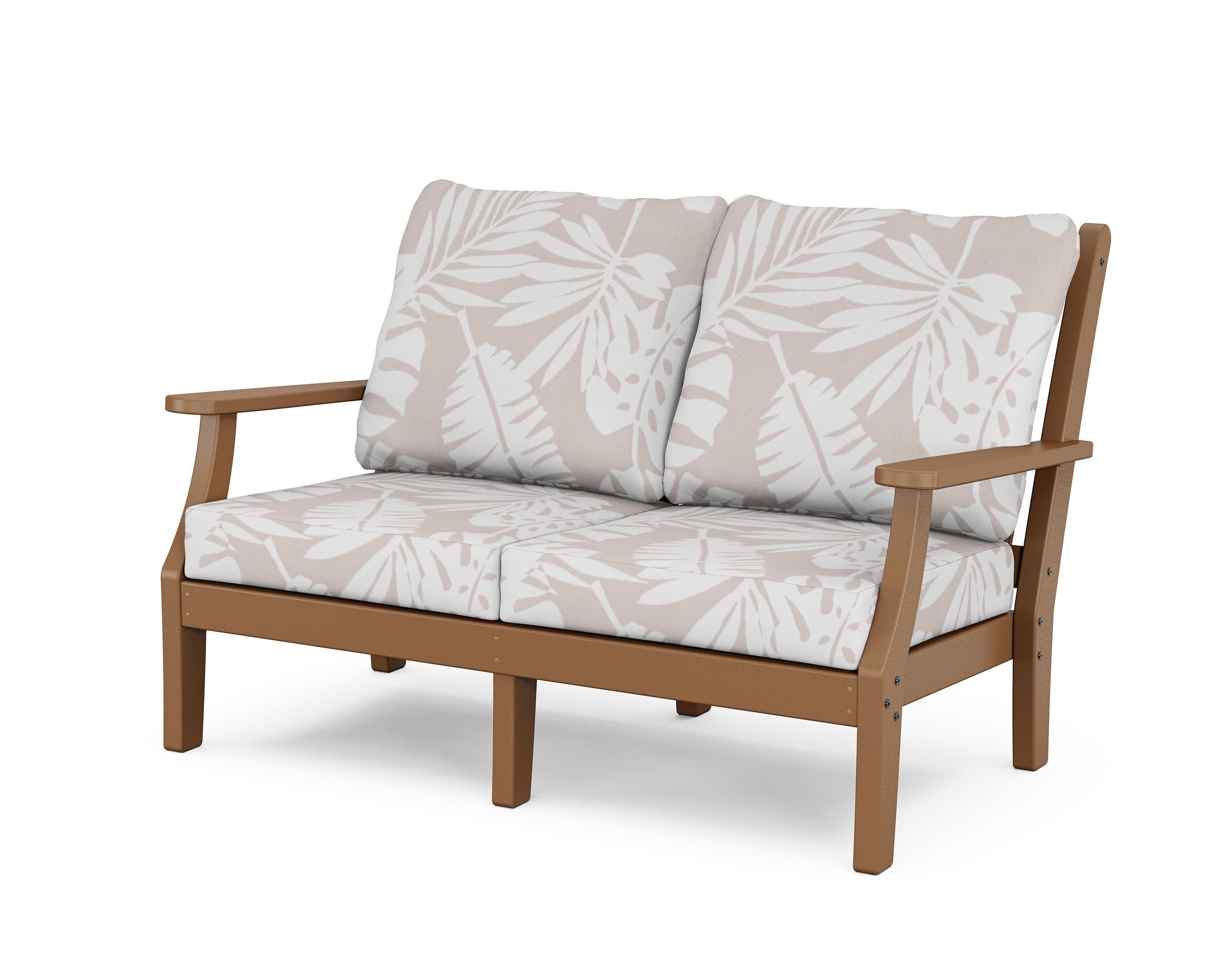 Wovendale Deep Seating Loveseat in Teak / Leaf Dune Burlap