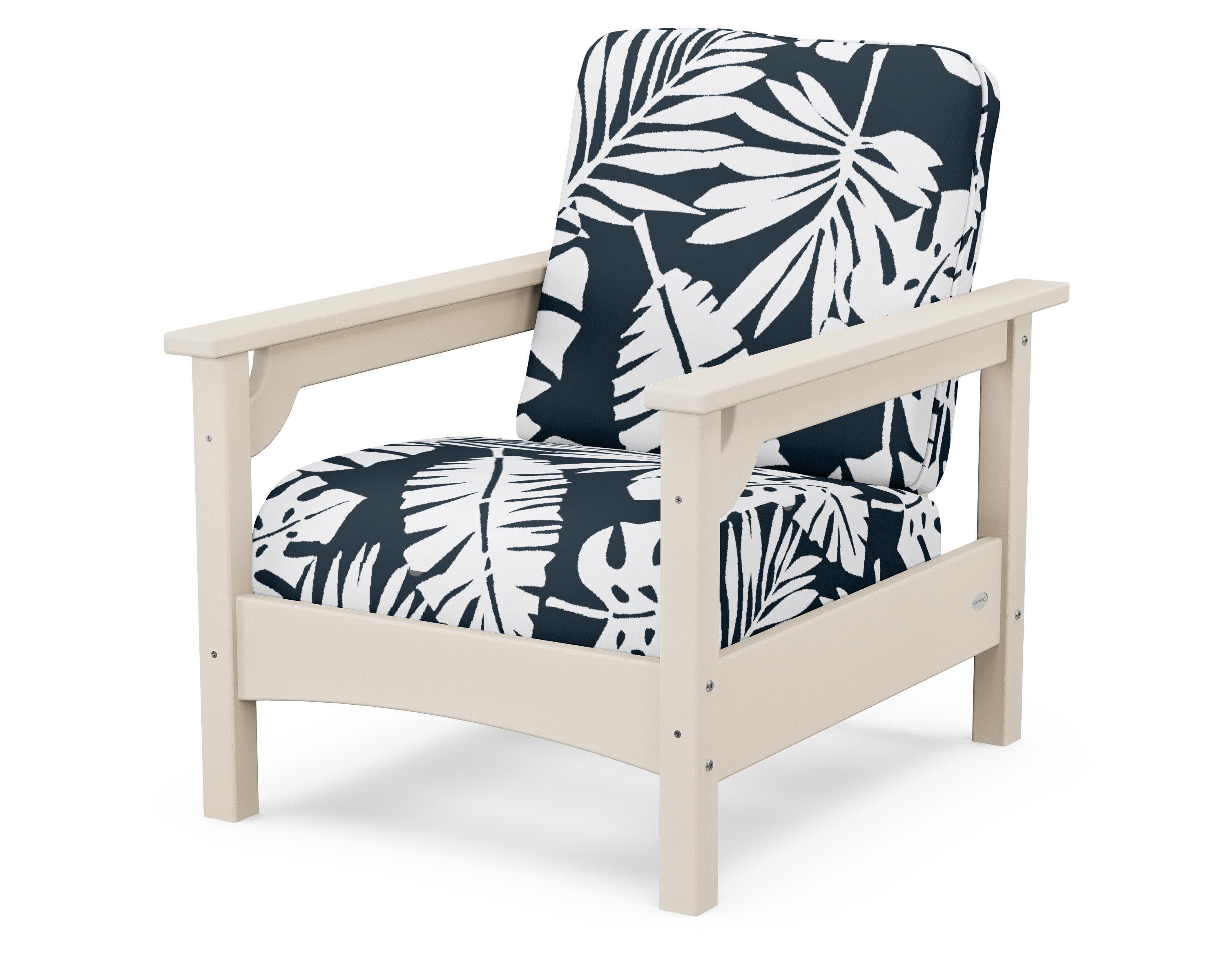 Club Chair in Sand / Leaf Marine Indigo