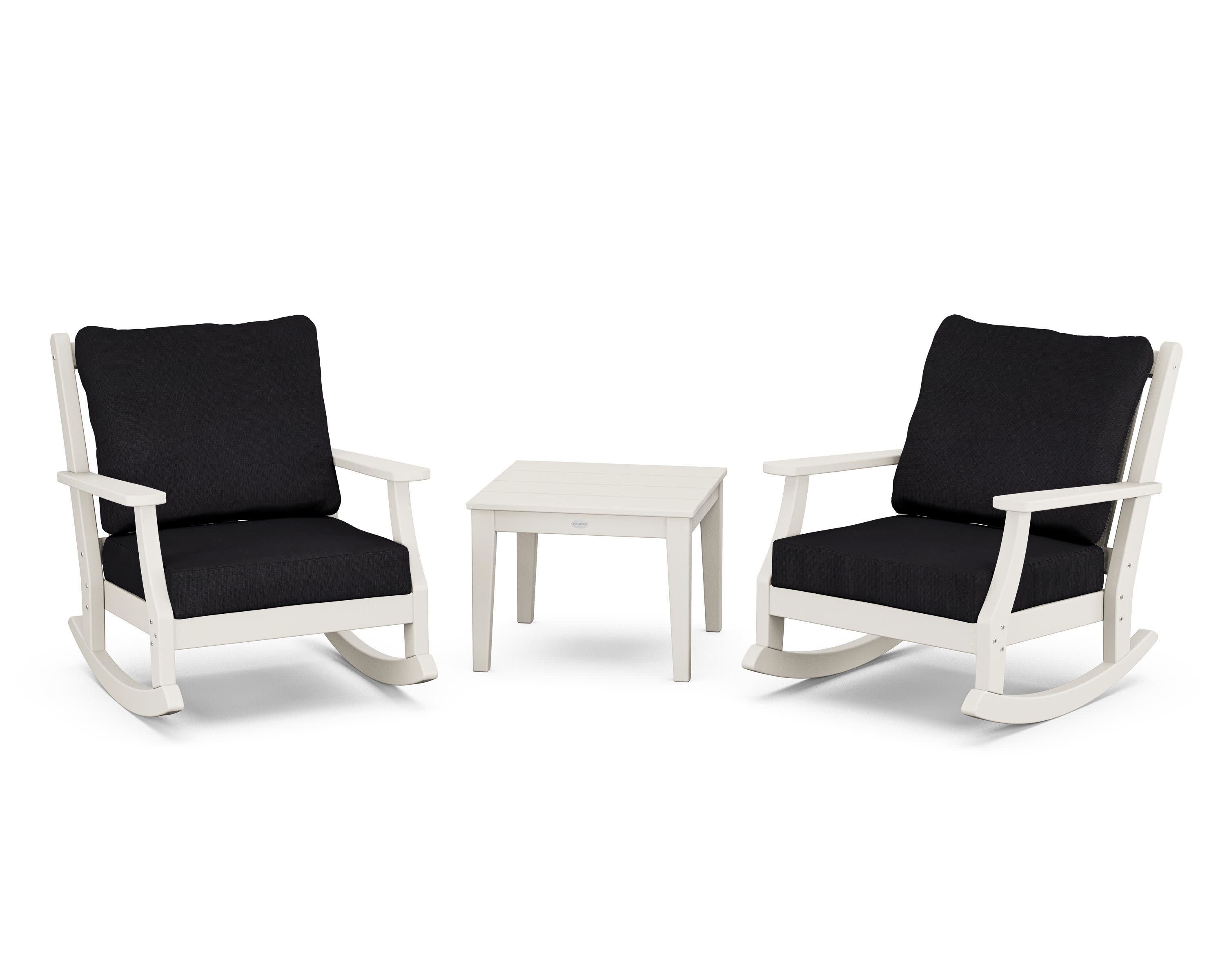 Wovendale 3-Piece Deep Seating Rocker Set in Sand / Midnight Linen