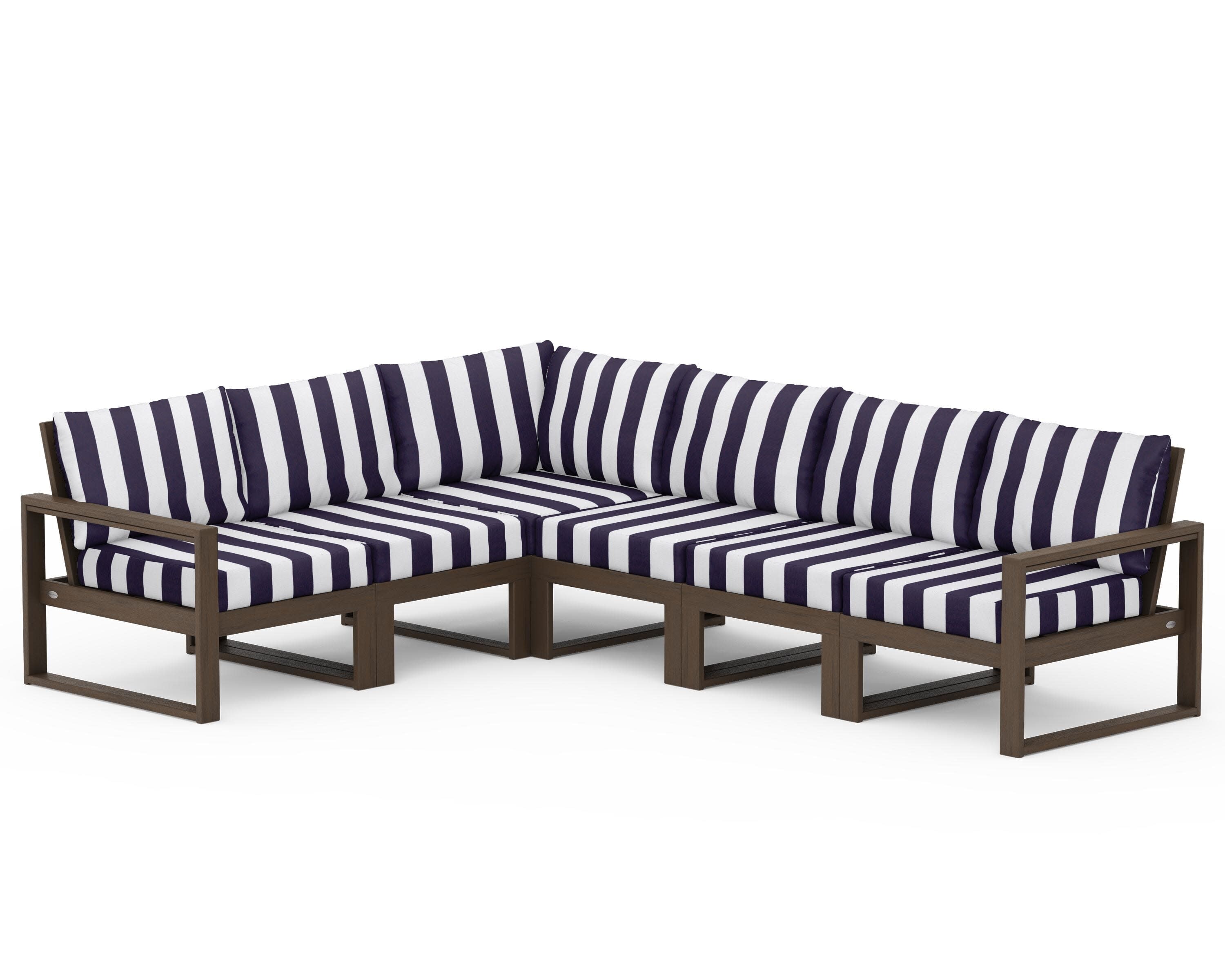 EDGE 6-Piece Modular Deep Seating Set in Kona / Cabana Stripe Navy