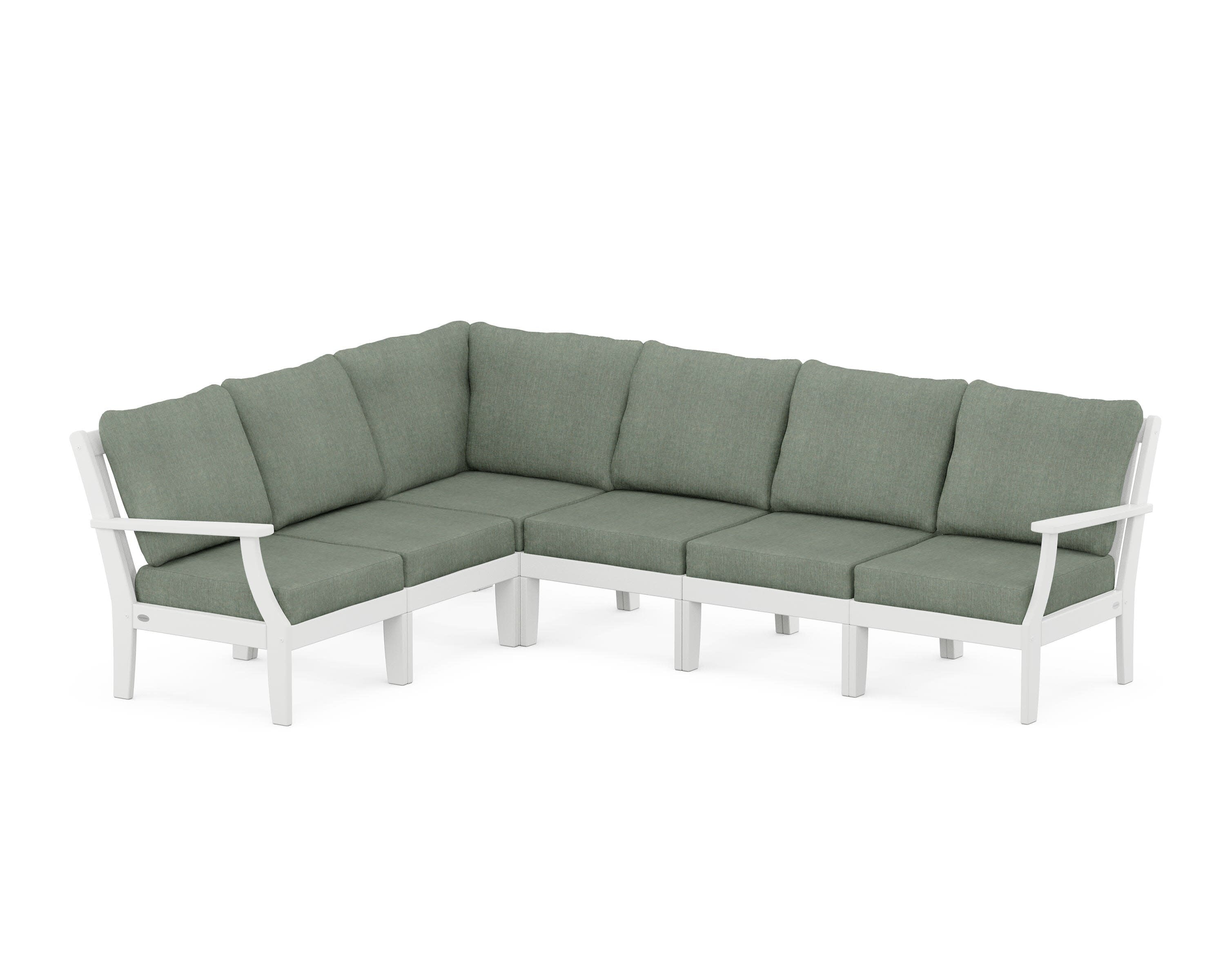 Braxton Modular 6-Piece Deep Seating Set in White / Cast Sage