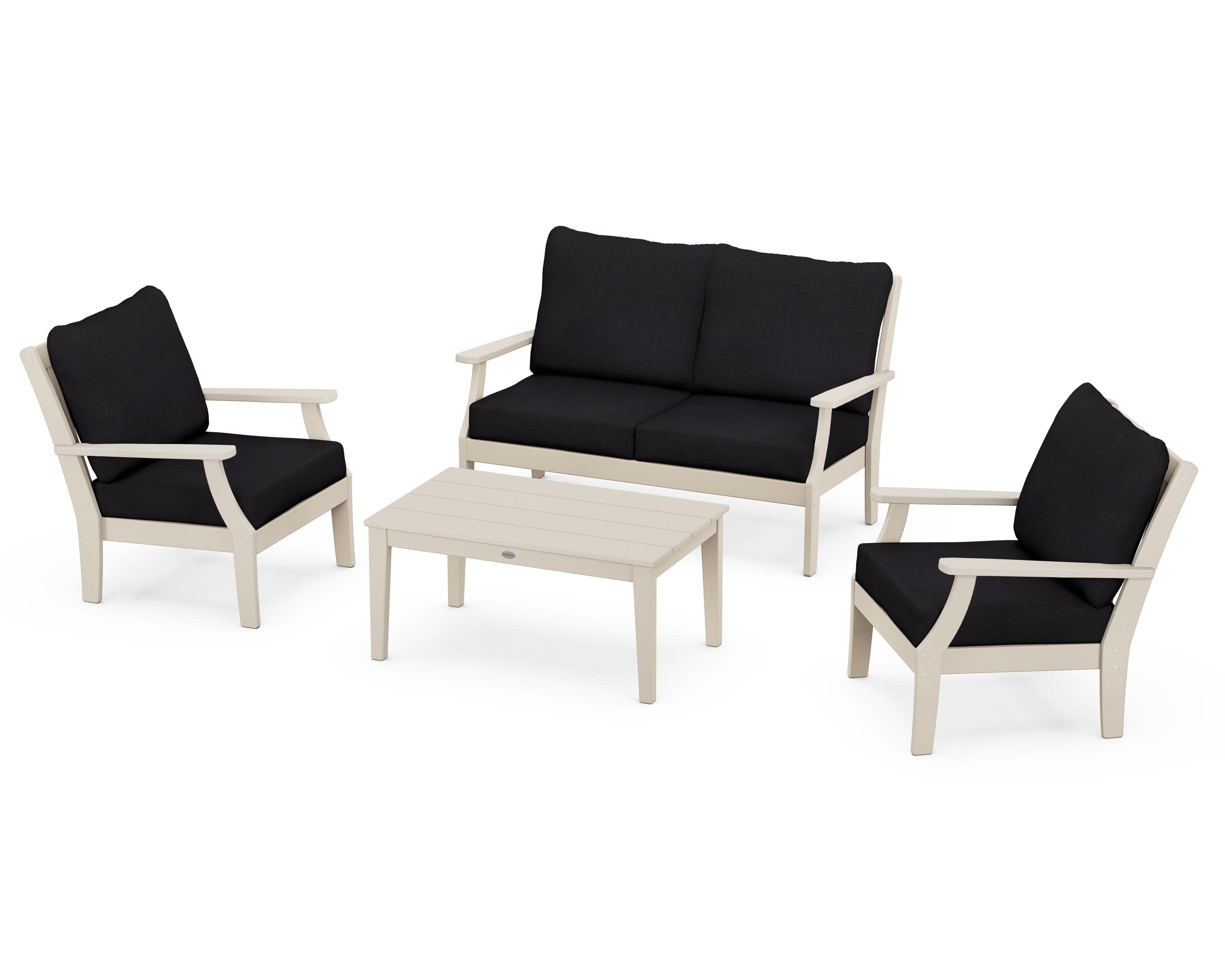 Braxton 4-Piece Deep Seating Chair Set in Sand / Midnight Linen