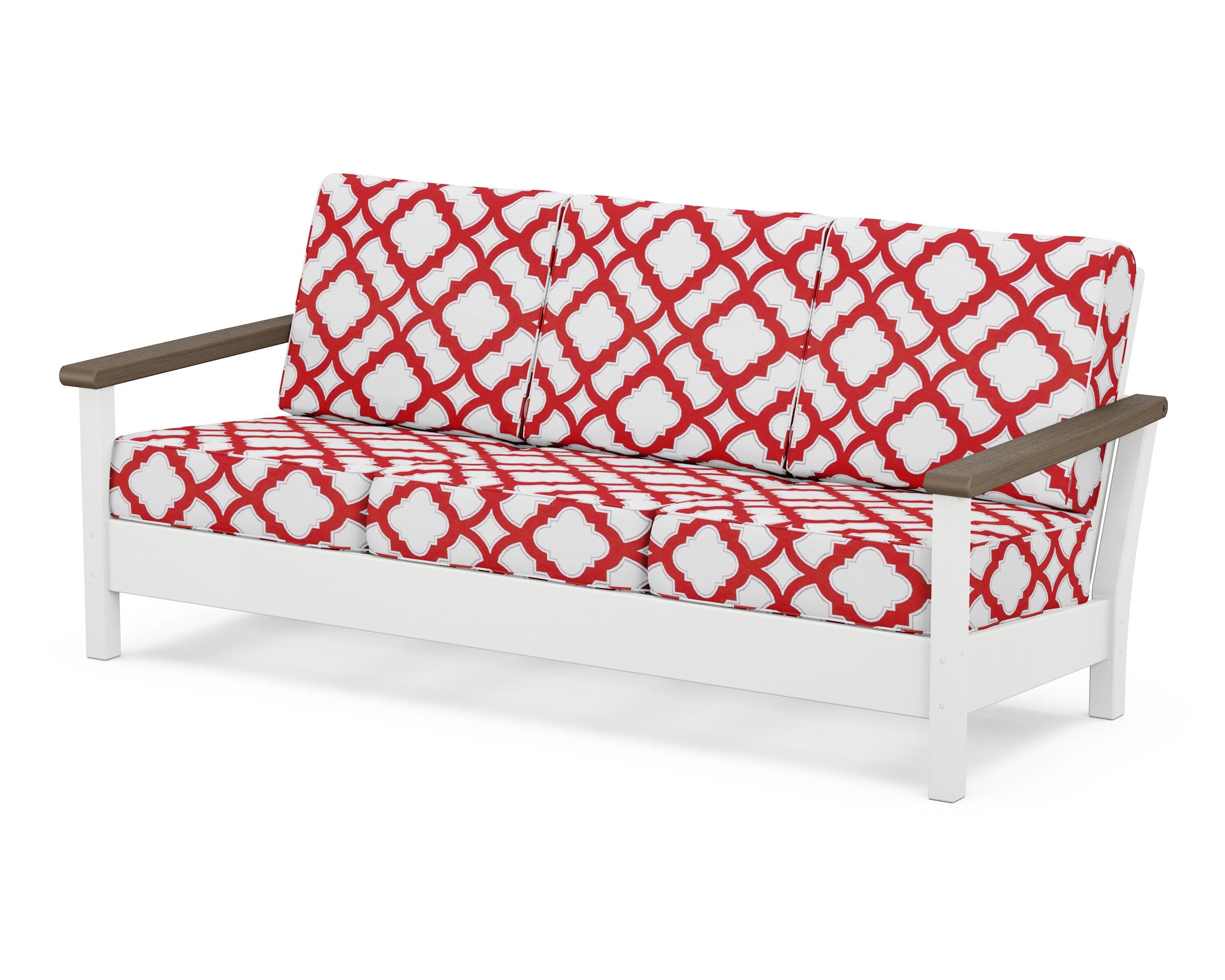 Harbour Deep Seating Sofa in White / Kona / Trellis Crimson
