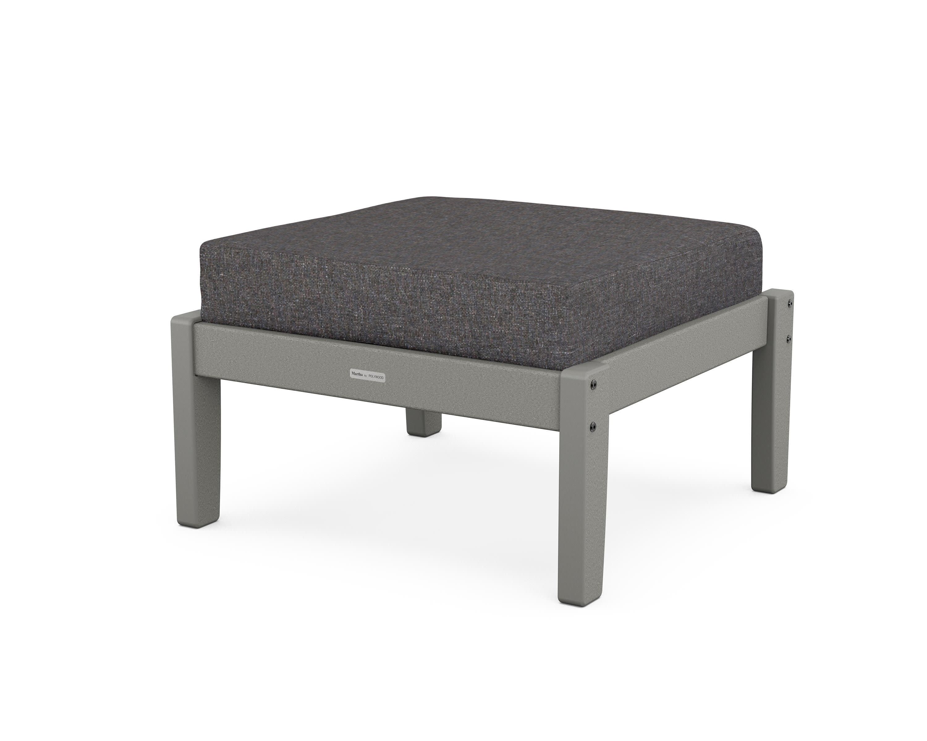 Chinoiserie Deep Seating Ottoman in Slate Grey / Ash Charcoal