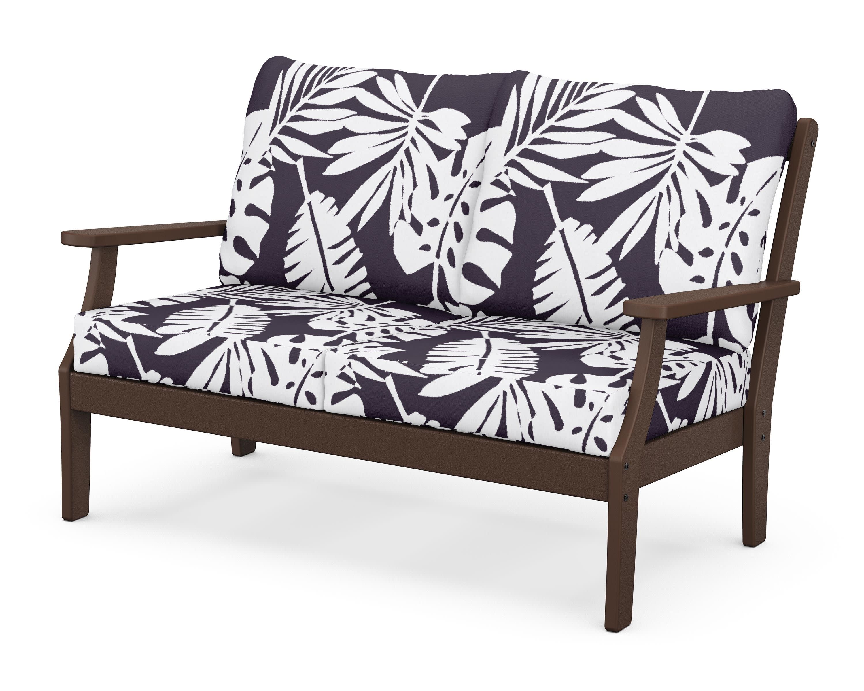 Braxton Deep Seating Loveseat in Mahogany / Leaf Navy