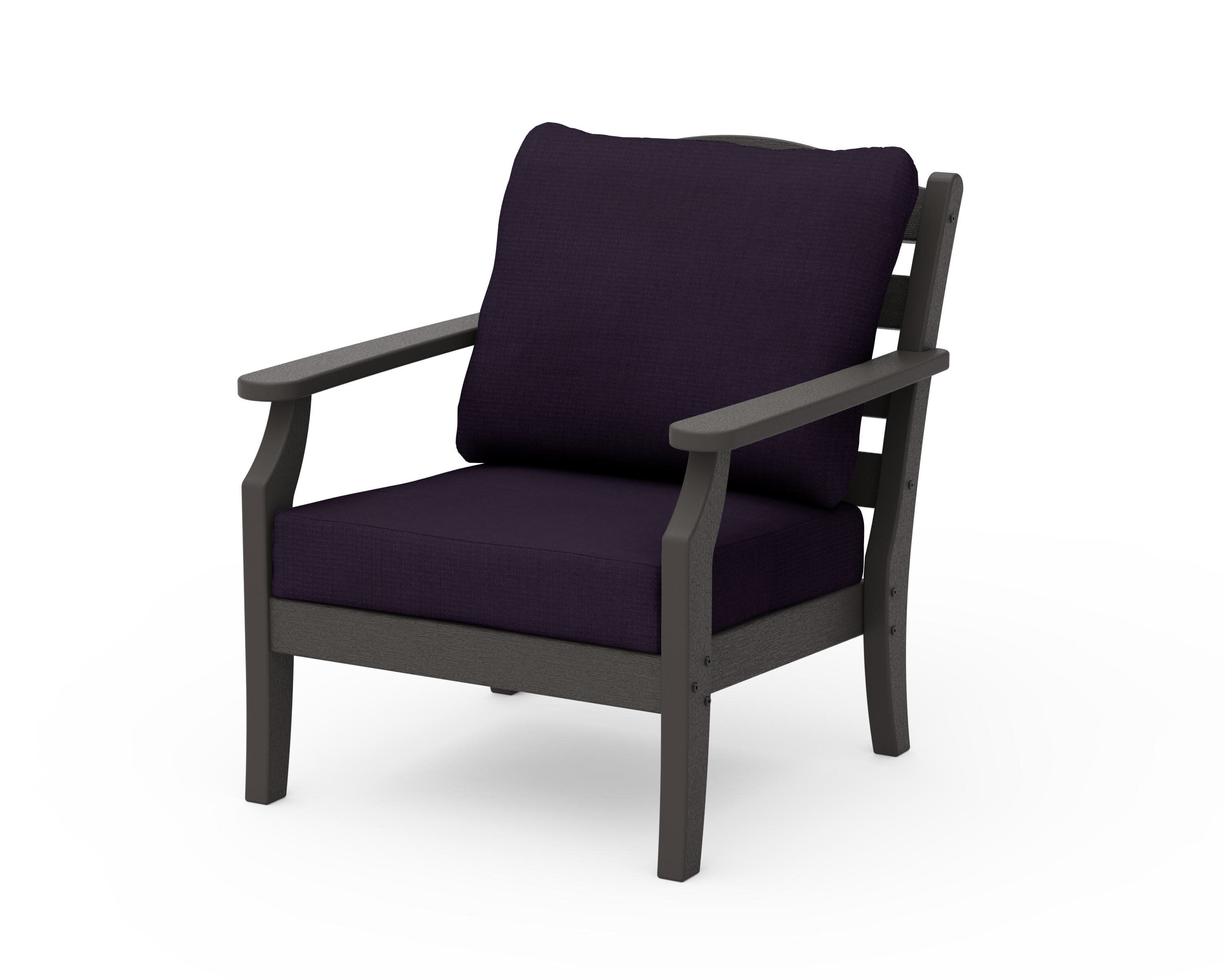 Savannah Deep Seating Chair in Vintage Coffee / Navy Linen