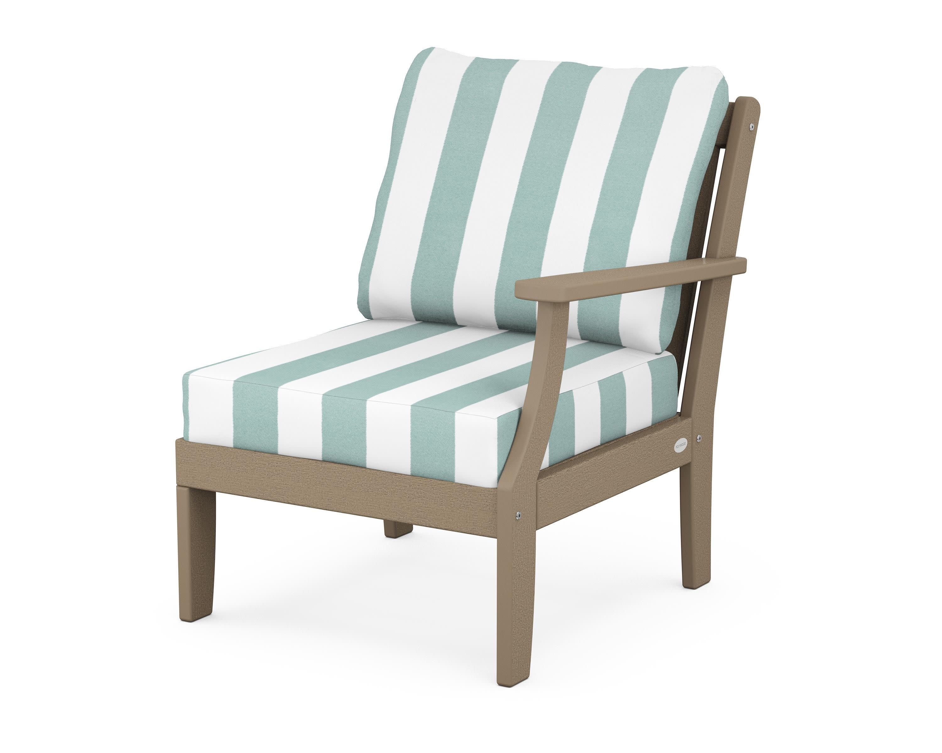 Braxton Modular Right Arm Chair in Vintage Sahara / Cabana Stripe Glacier Spa