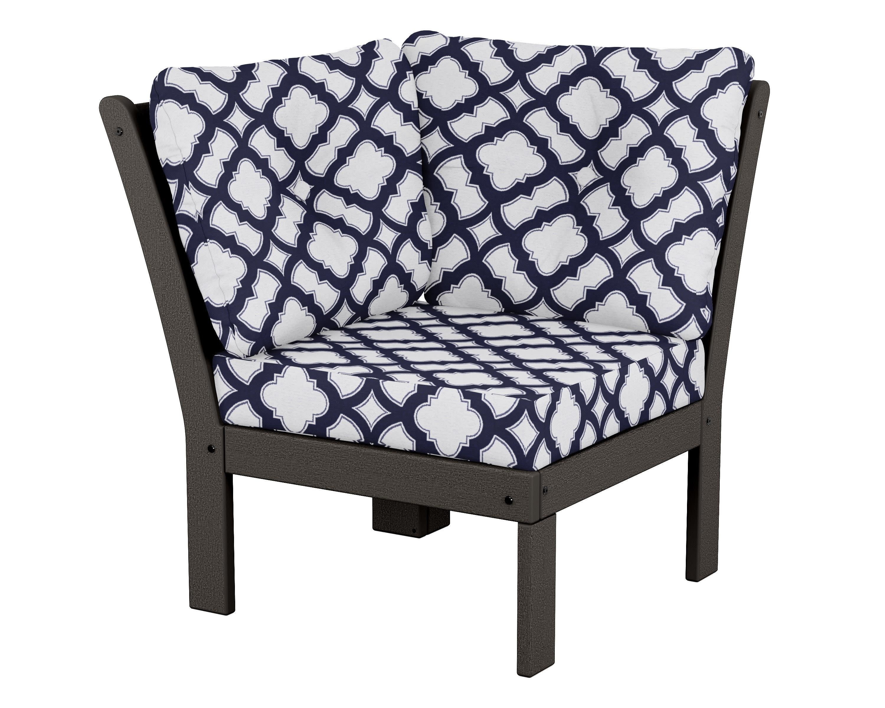 Vineyard Modular Corner Chair in Vintage Coffee / Trellis Navy