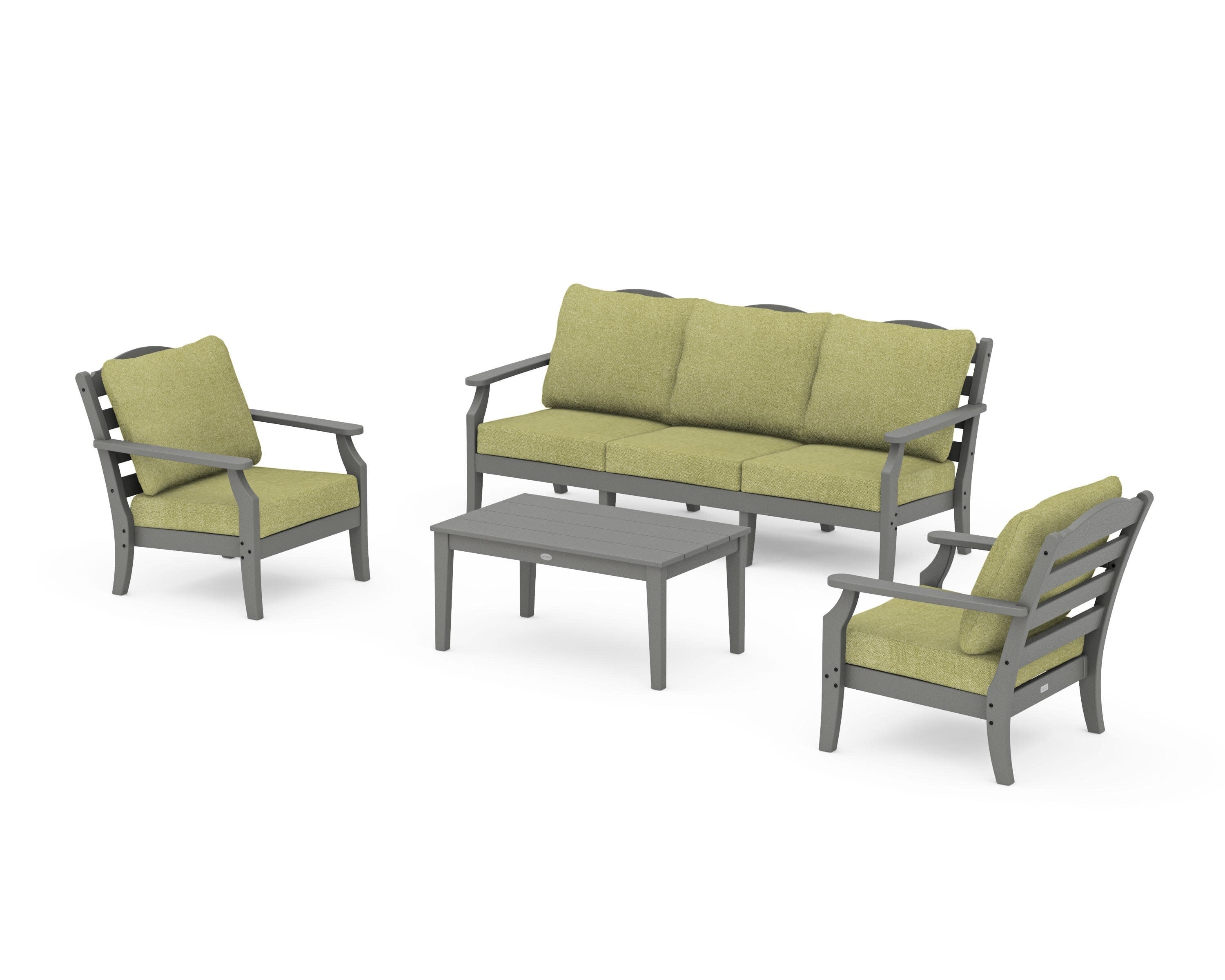 Savannah 4-Piece Deep Seating Set with Sofa in Slate Grey / Chartreuse Boucle
