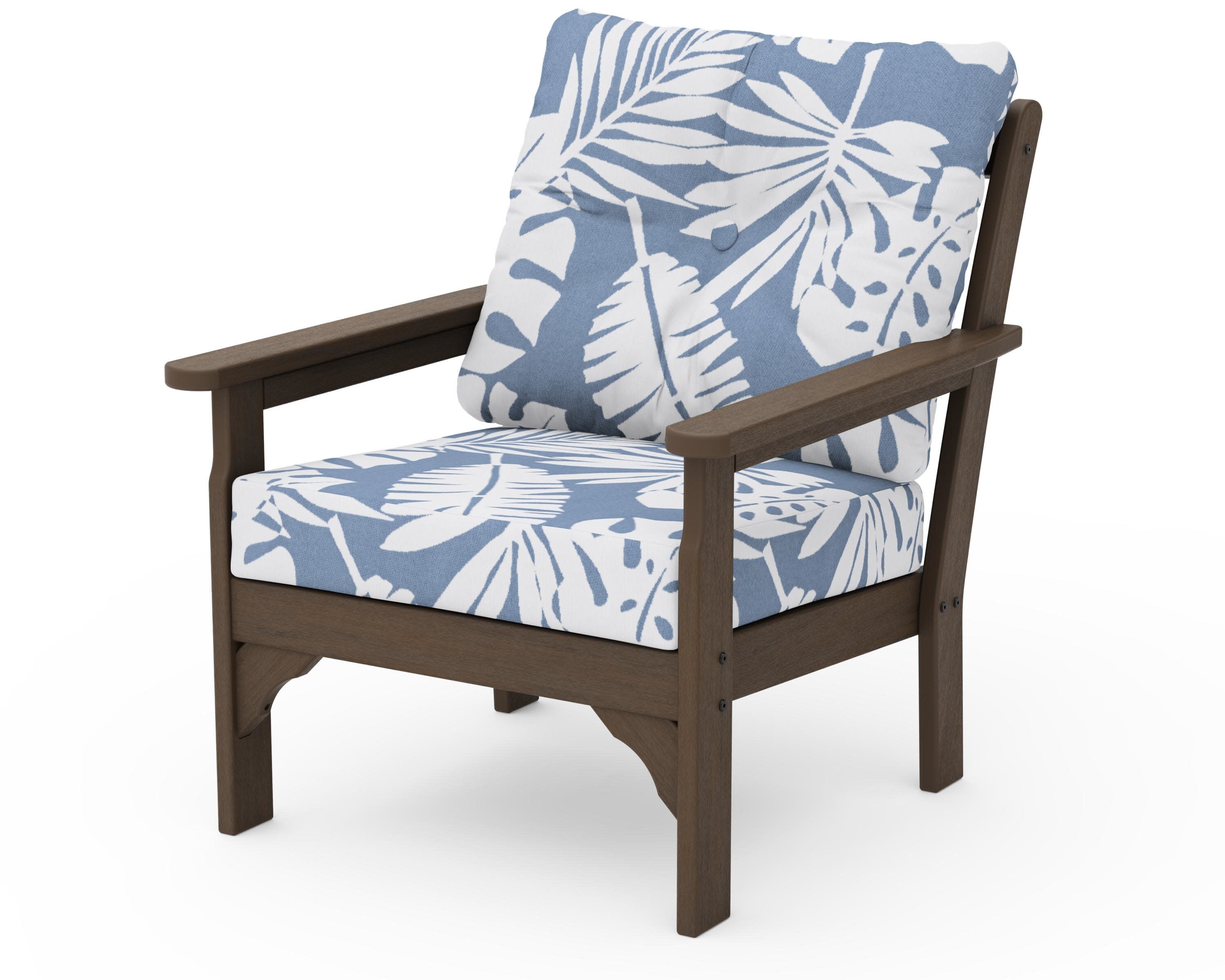 Vineyard Deep Seating Chair in Kona / Leaf Sky Blue