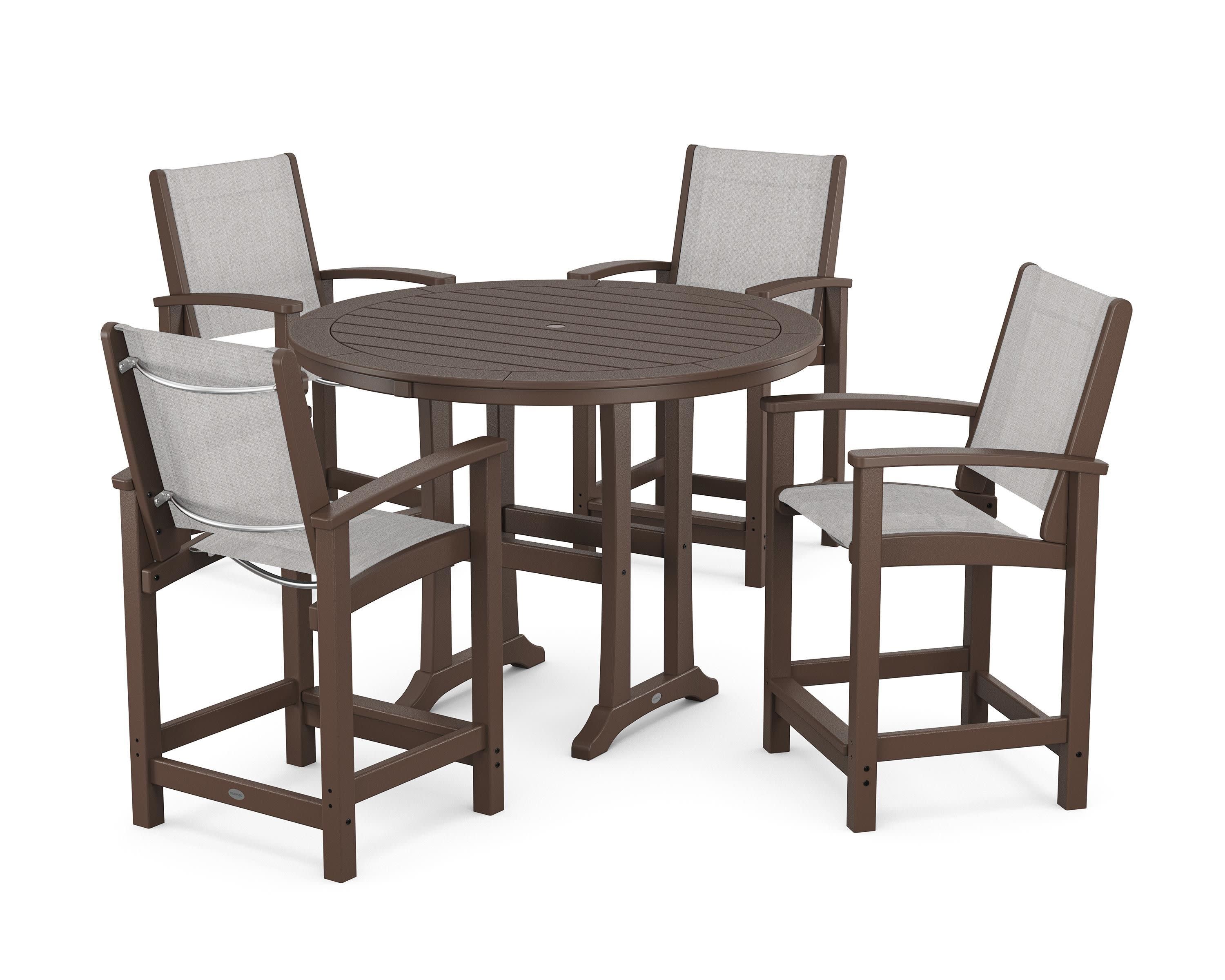Coastal 5-Piece Counter Set in Mahogany / Parchment Sling