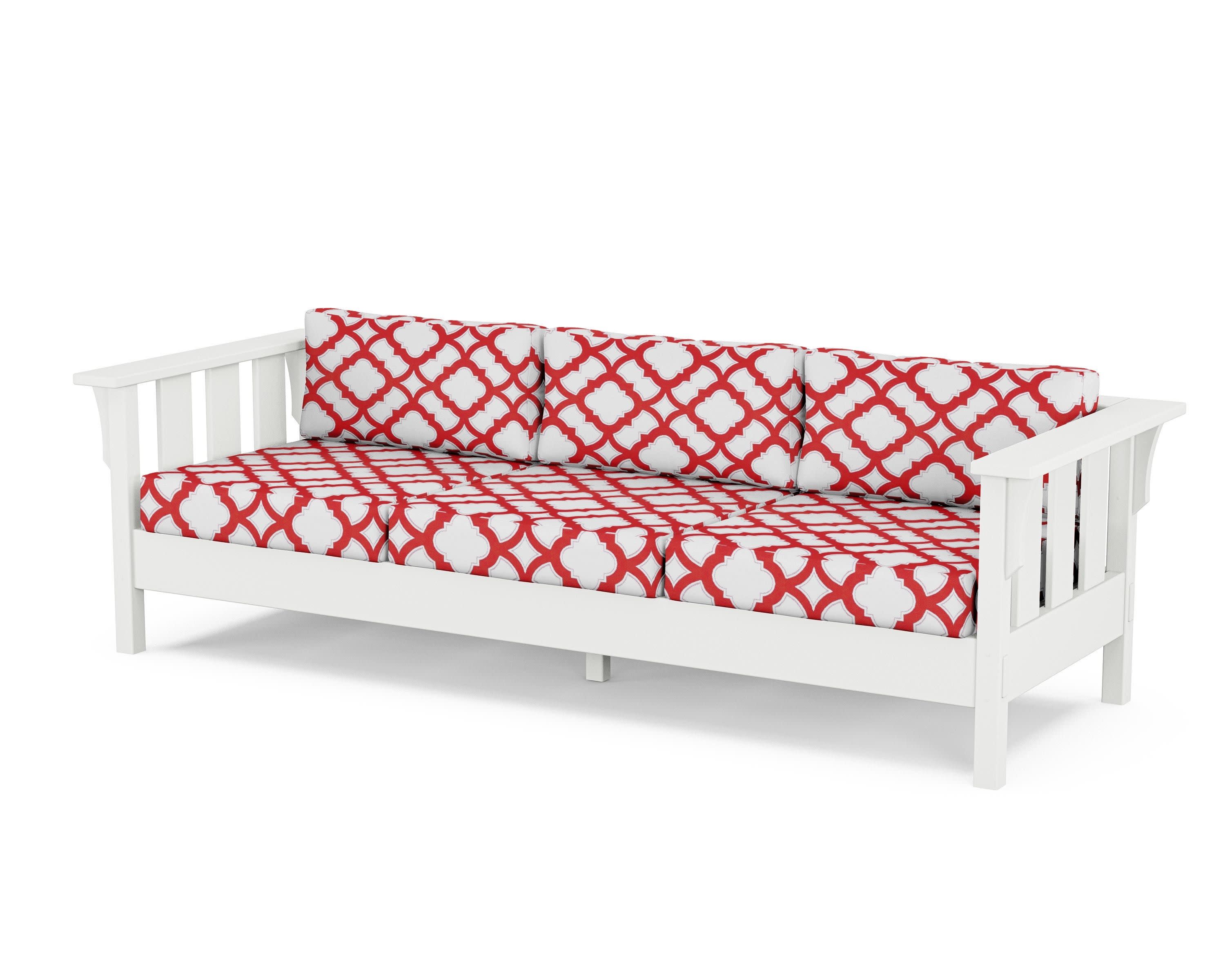 Acadia Deep Seating Sofa in White / Trellis Crimson