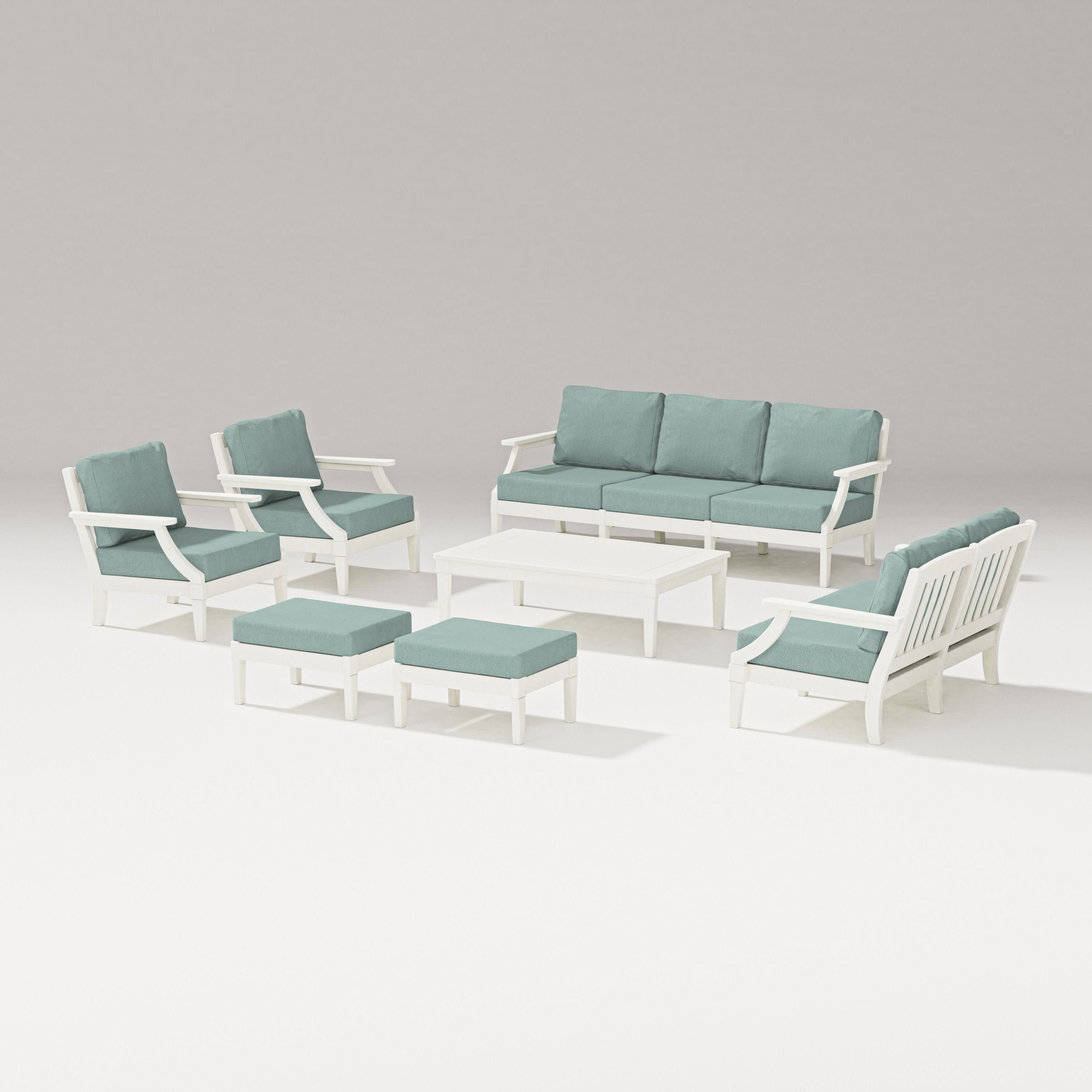 Estate 7-Piece Lounge Sofa Set in Vintage White / Glacier Spa