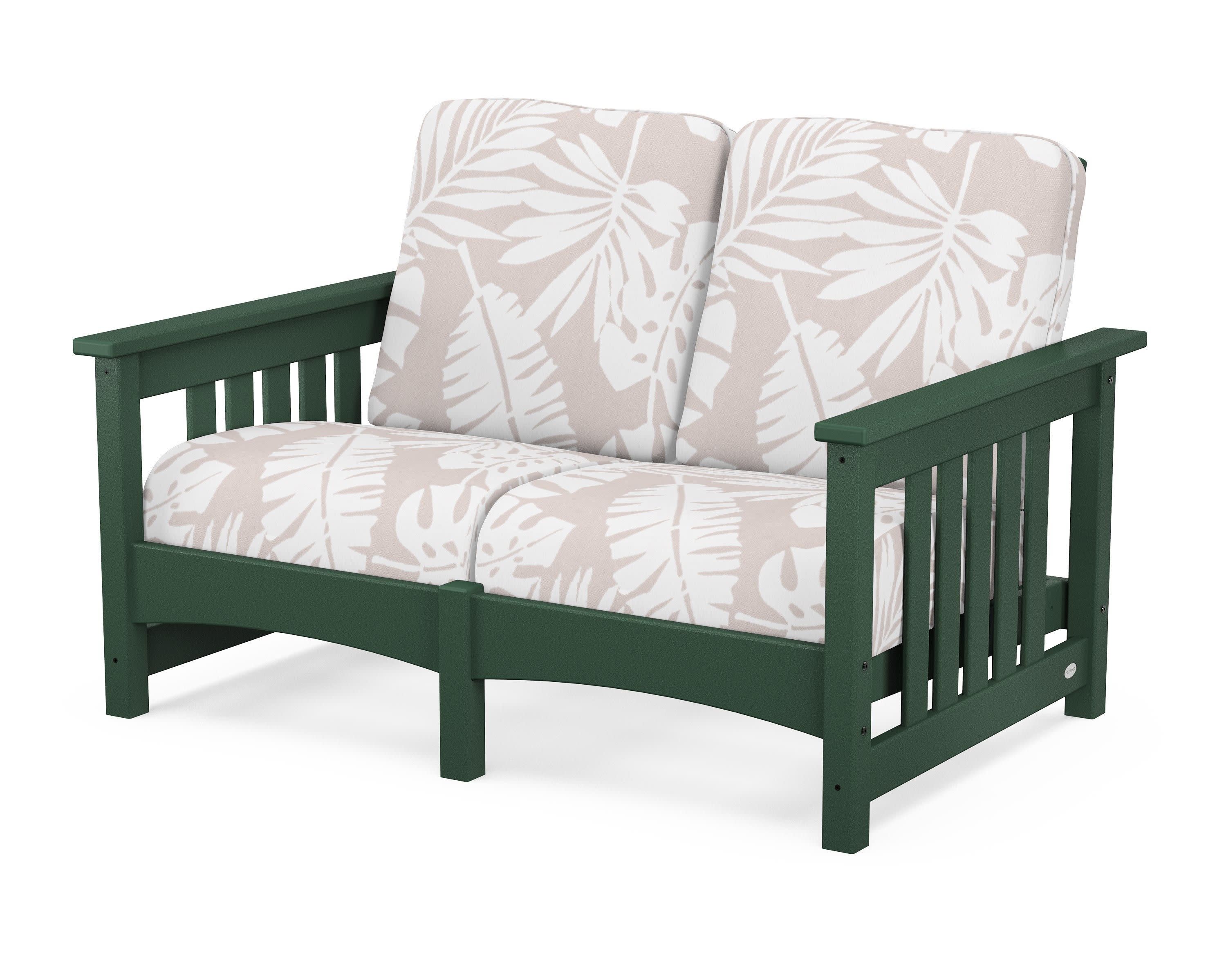 Club Mission Loveseat in Green / Leaf Dune Burlap