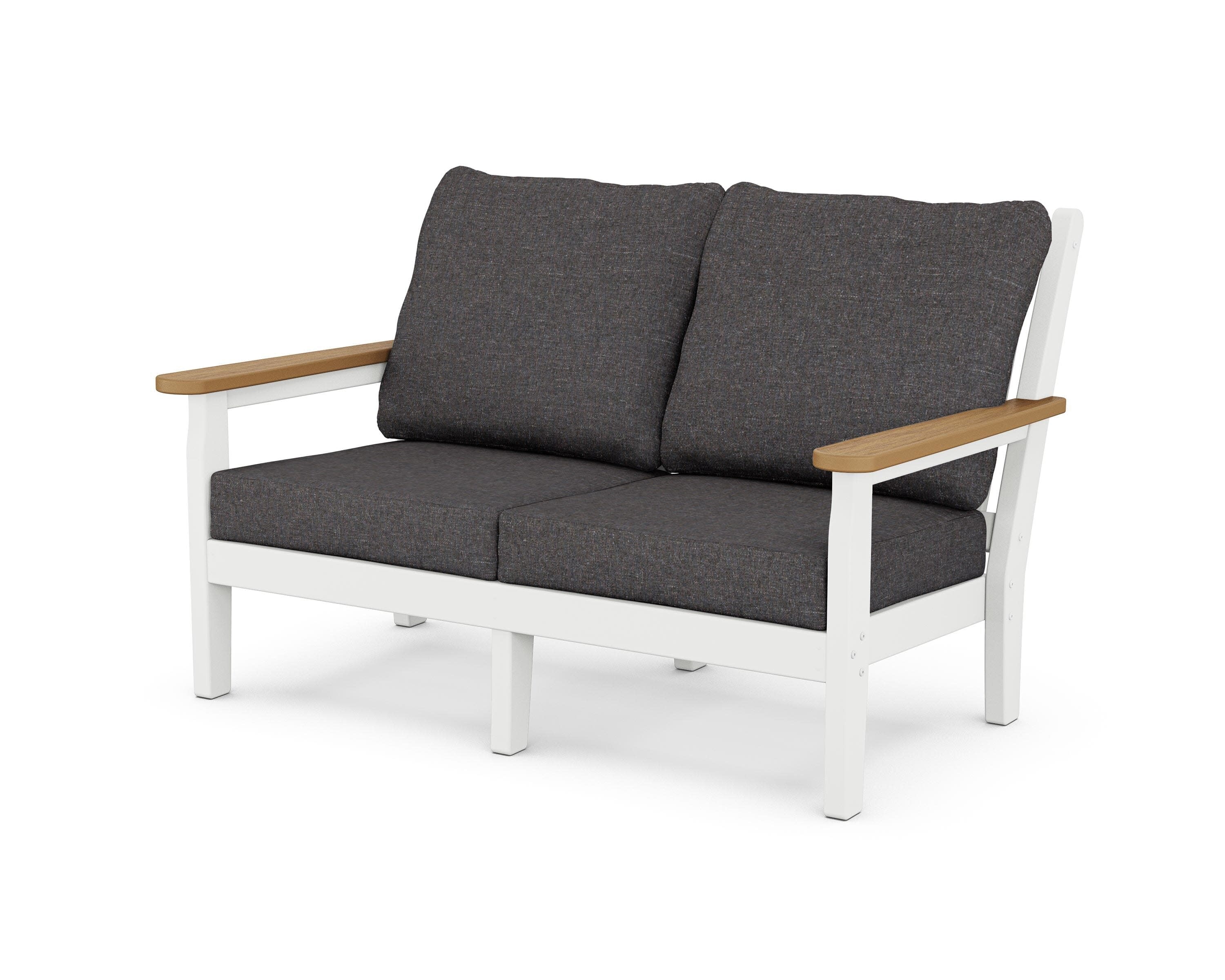 Chippendale Deep Seating Loveseat in White / Natural / Ash Charcoal