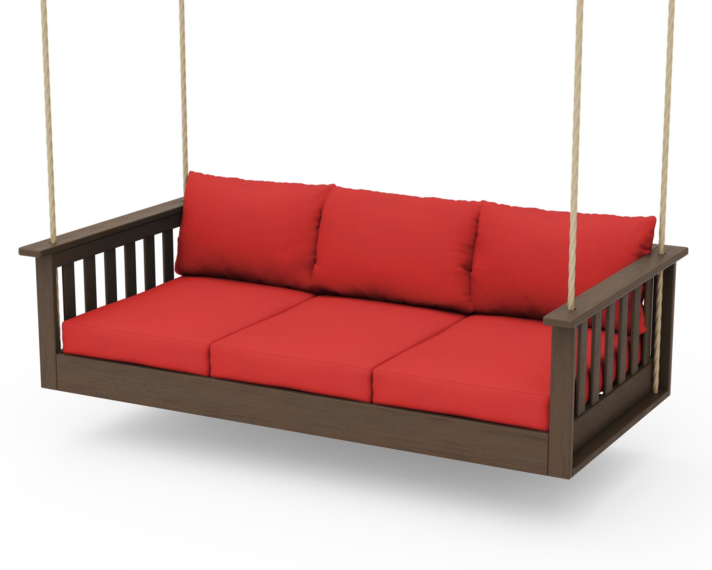 Vineyard Daybed Swing in Kona / Crimson Linen
