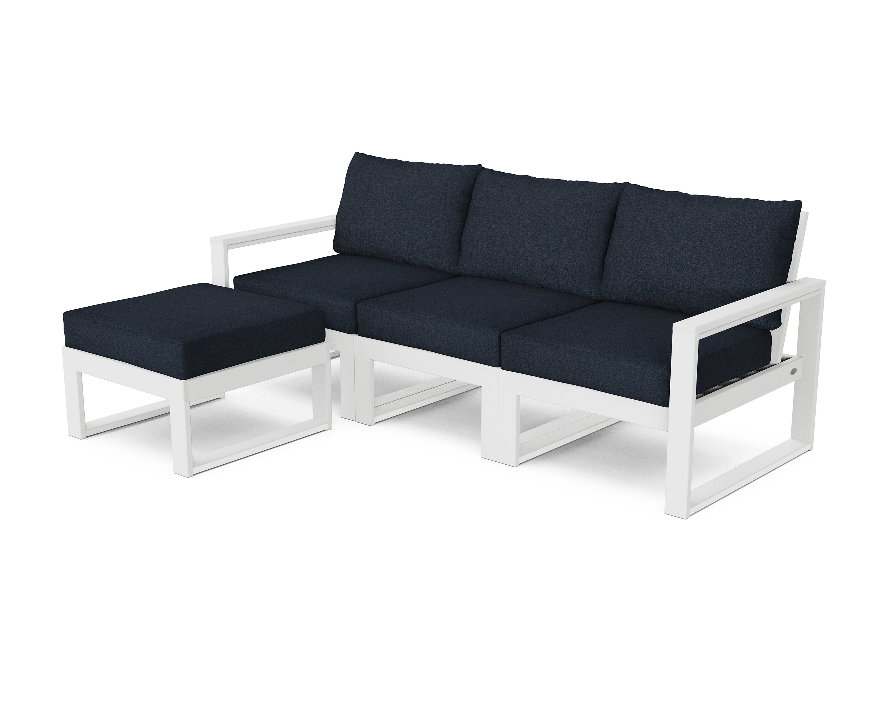 EDGE 4-Piece Modular Deep Seating Set with Ottoman in White / Marine Indigo