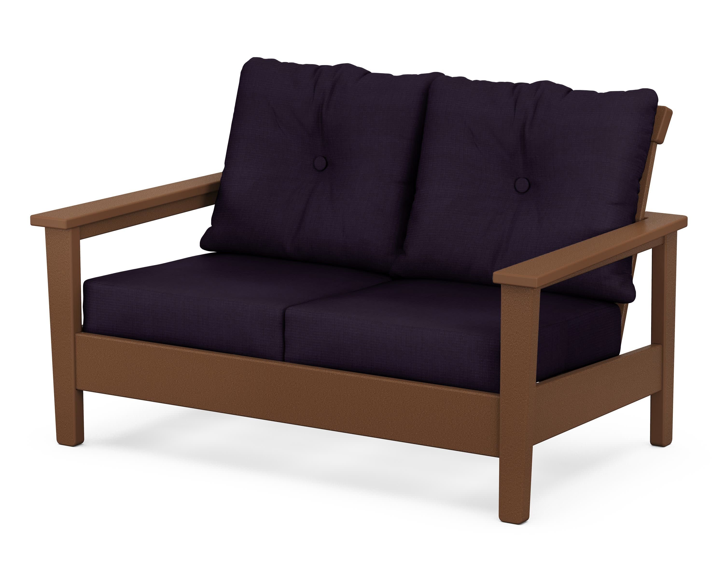 Prescott Deep Seating Loveseat in Teak / Navy Linen