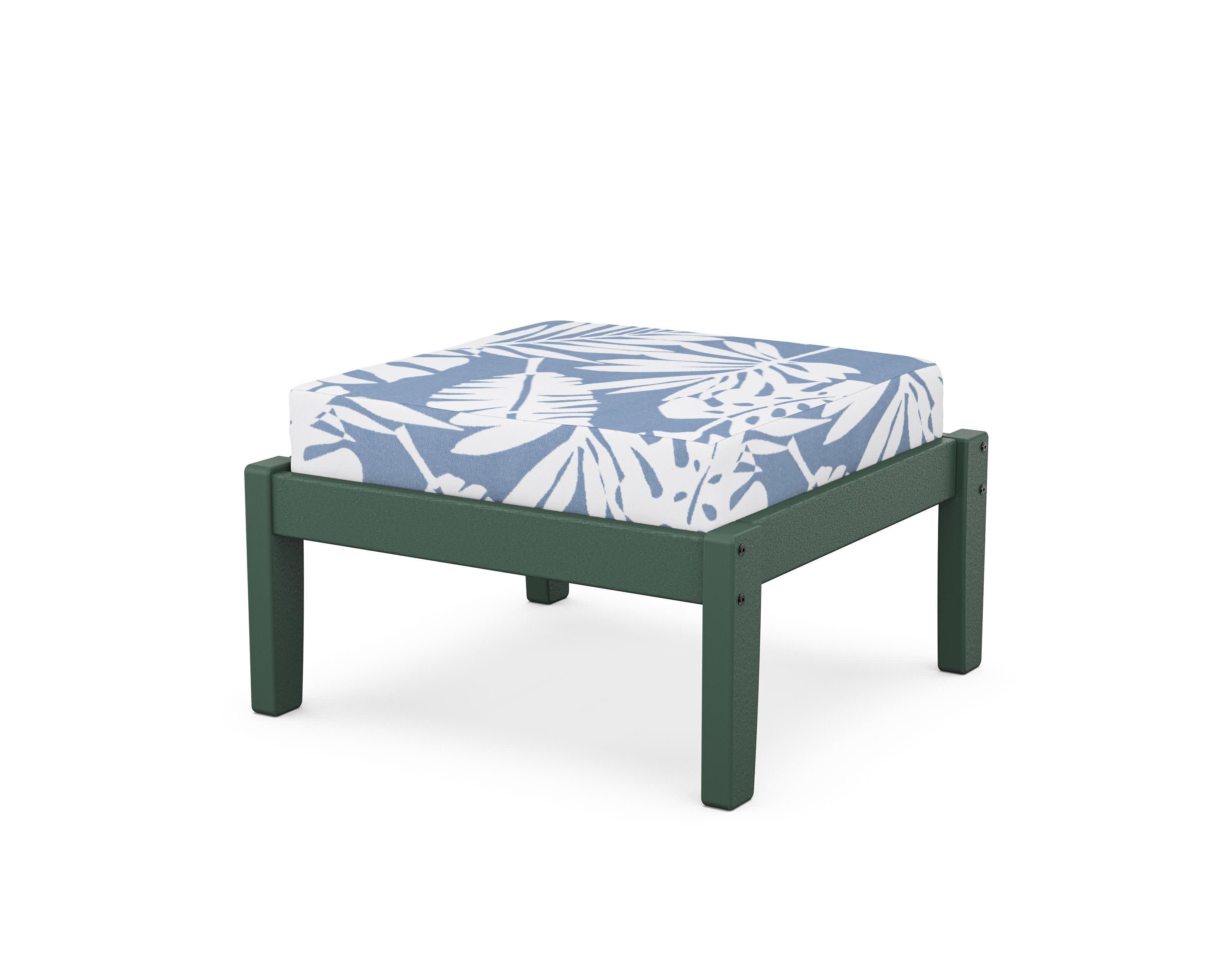 Deep Seating Ottoman in Green / Leaf Sky Blue