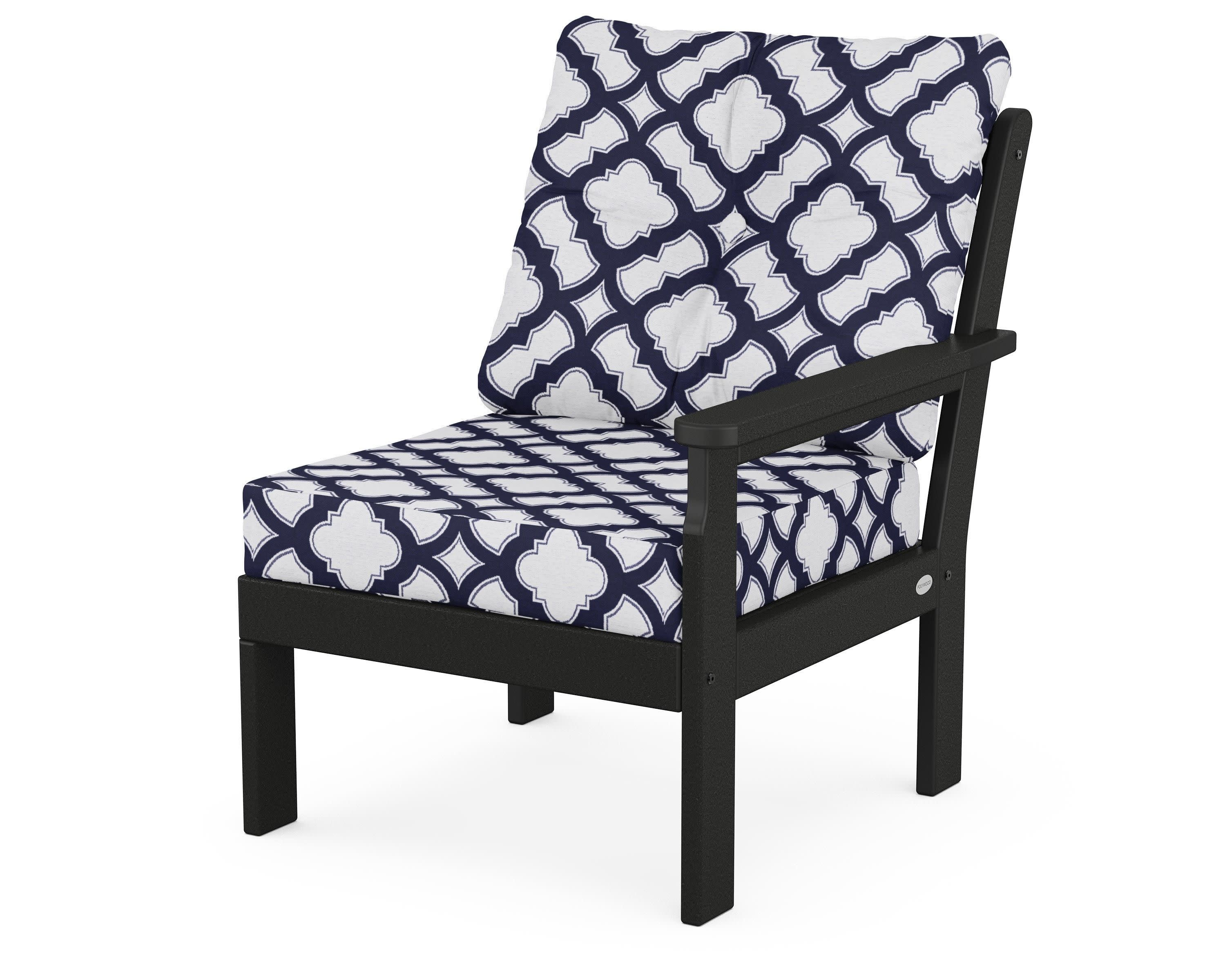 Vineyard Modular Right Arm Chair in Black / Trellis Navy