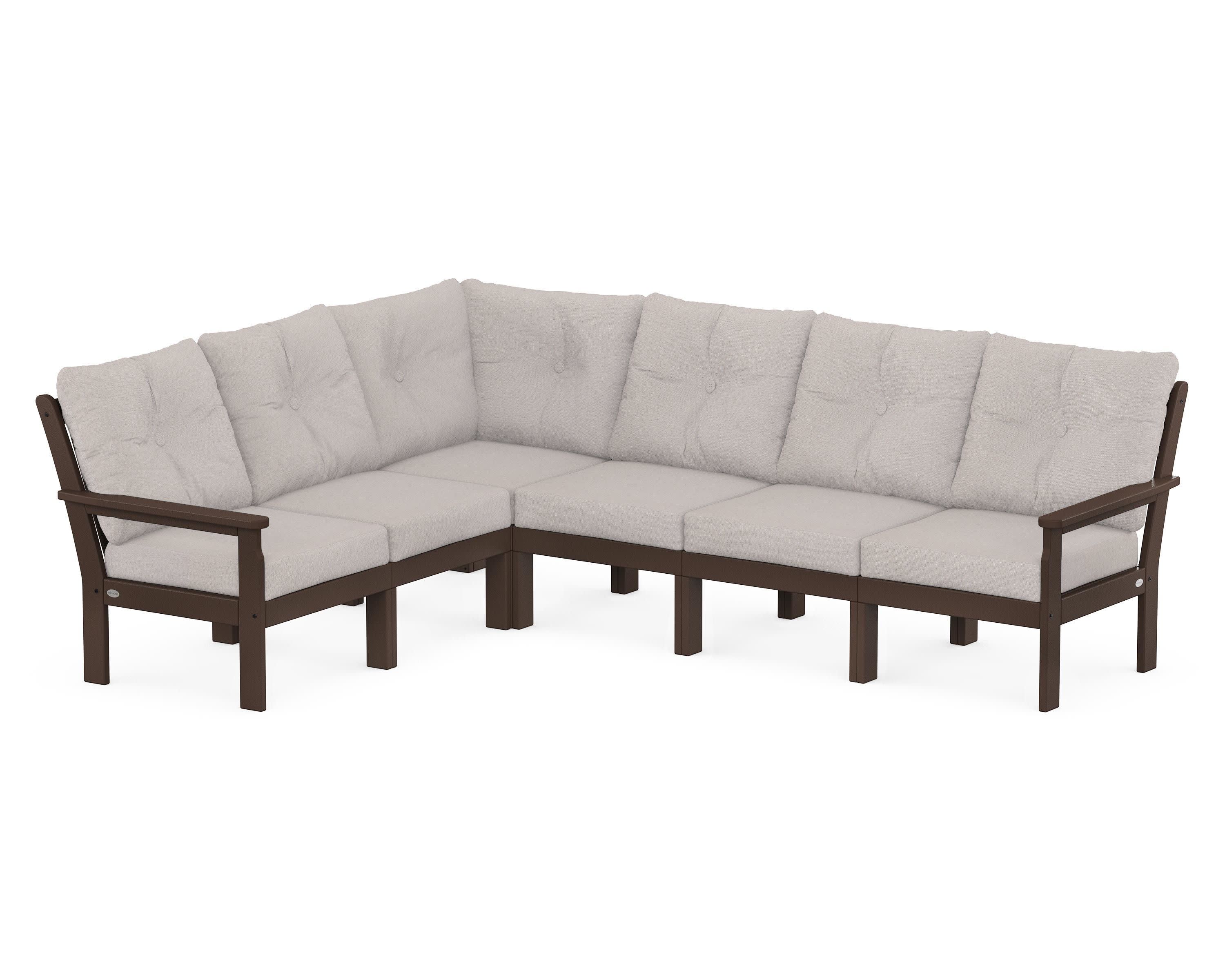 Vineyard 6-Piece Sectional in Mahogany / Dune Burlap