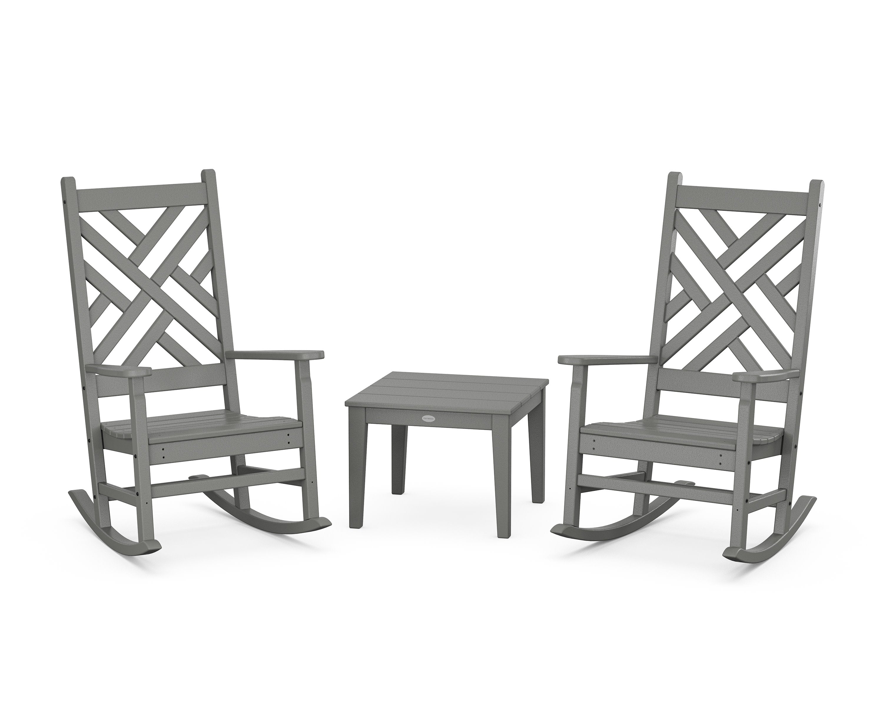 Chippendale 3-Piece Rocking Chair Set in Slate Grey