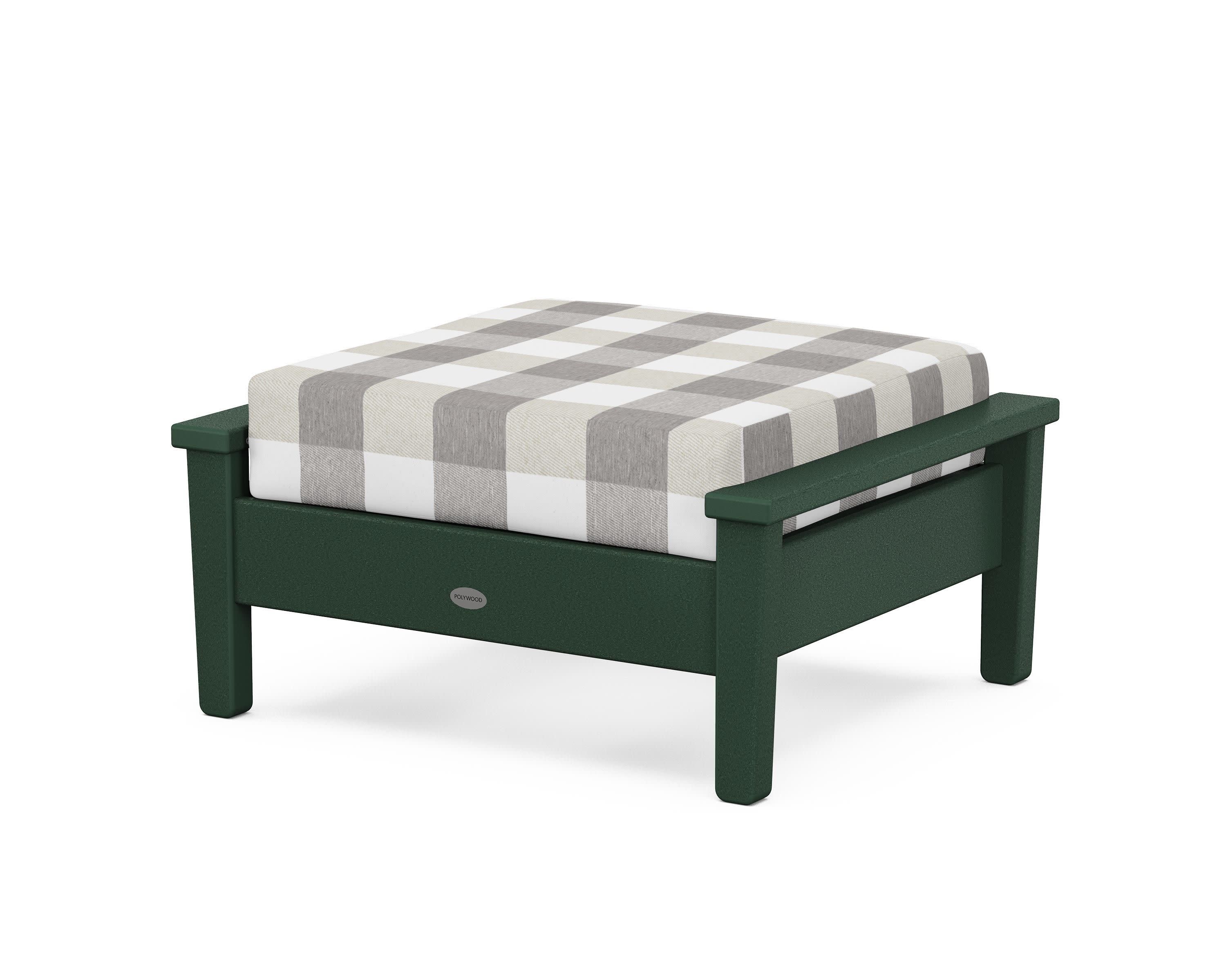 Prescott Deep Seating Ottoman in Green / Buffalo Plaid Grey Mist