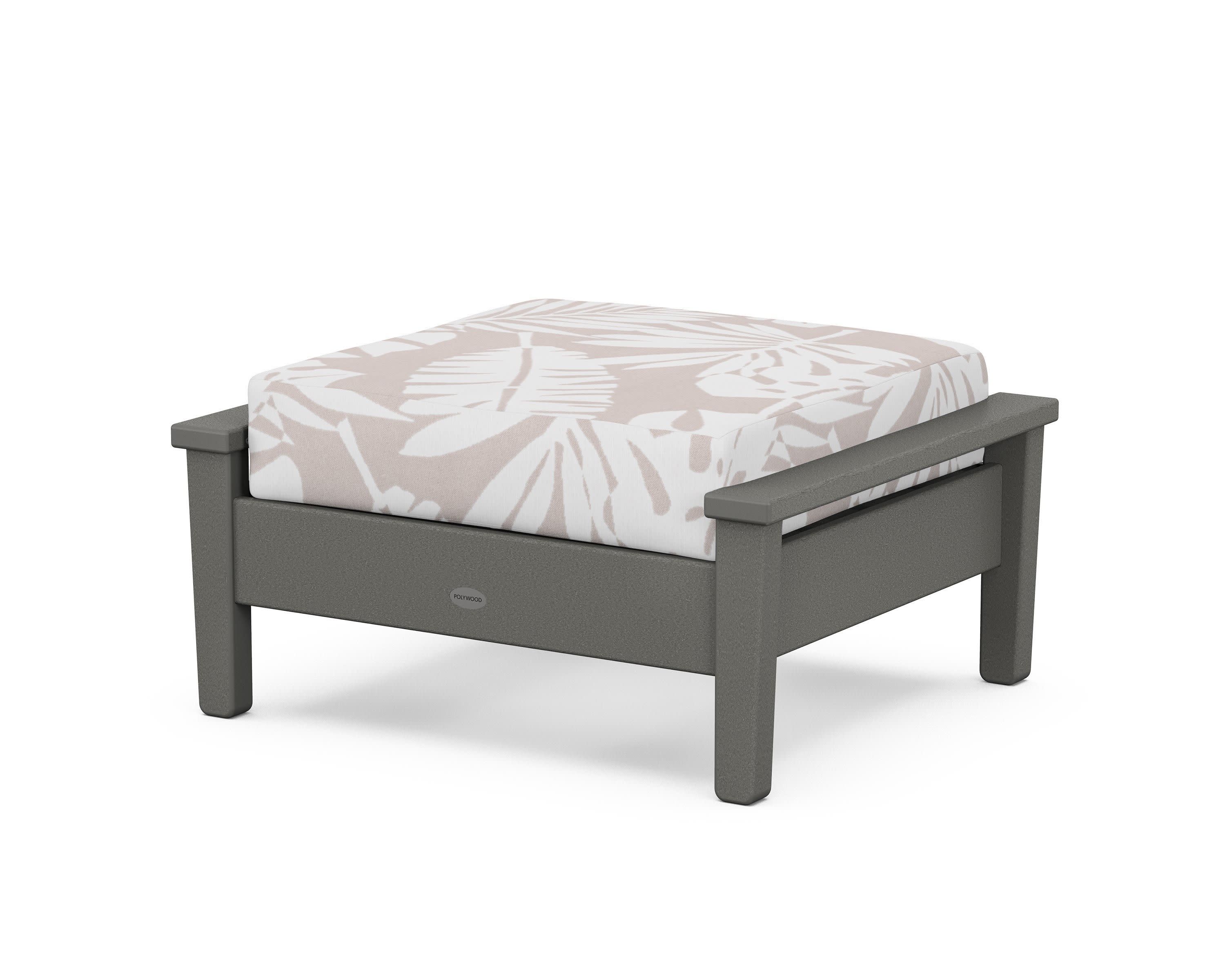 Prescott Deep Seating Ottoman in Slate Grey / Leaf Dune Burlap