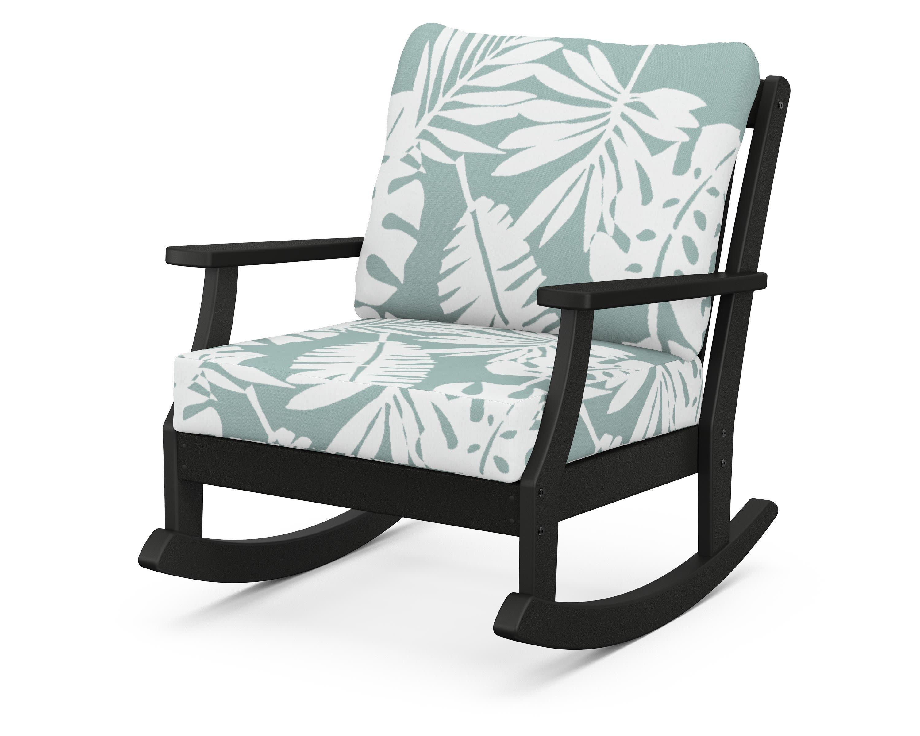 Braxton Deep Seating Rocking Chair in Black / Leaf Glacier Spa