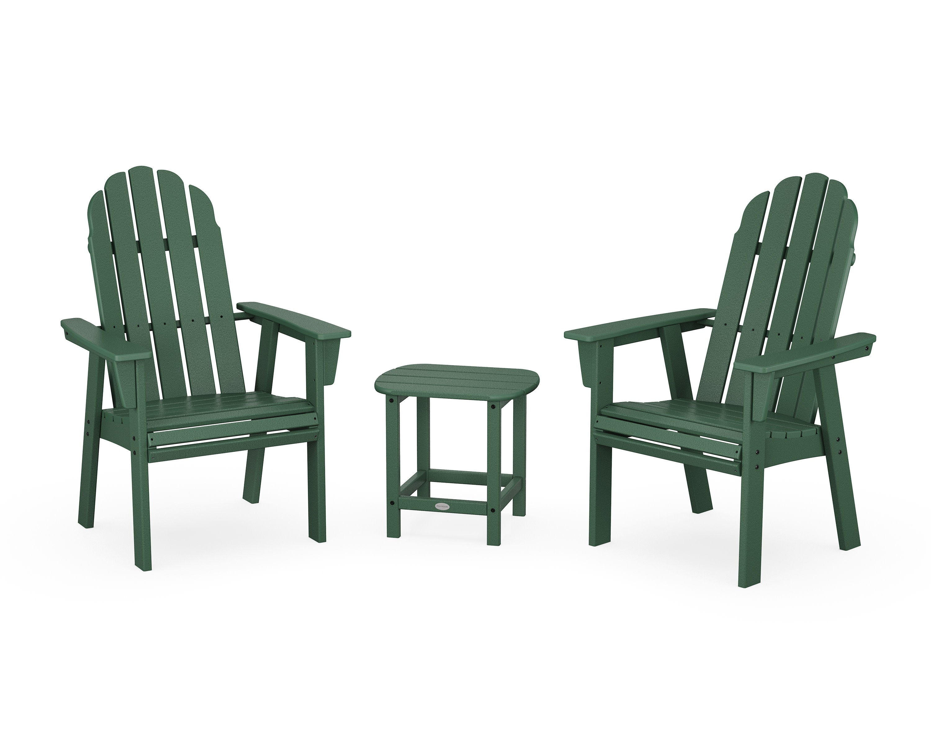 Vineyard 3-Piece Curveback Upright Adirondack Chair Set in Green