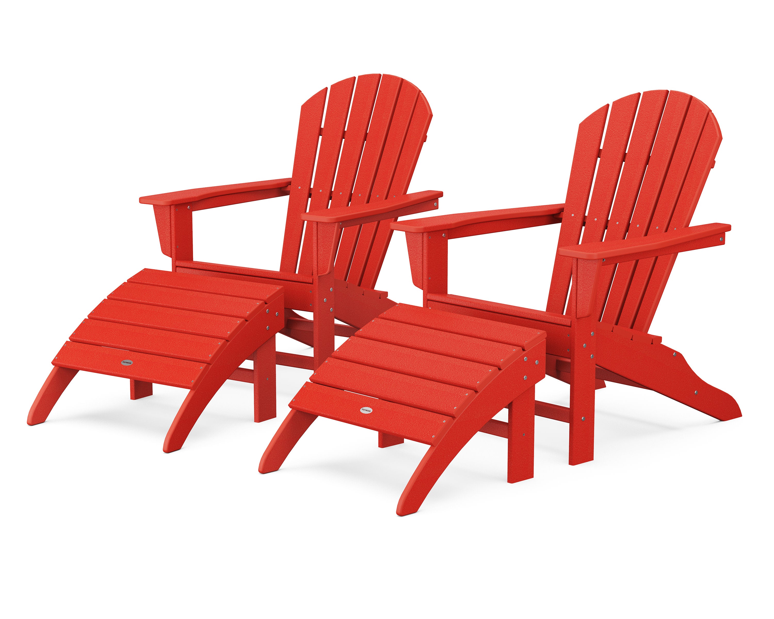 South Beach 4-Piece Adirondack Set in Sunset Red