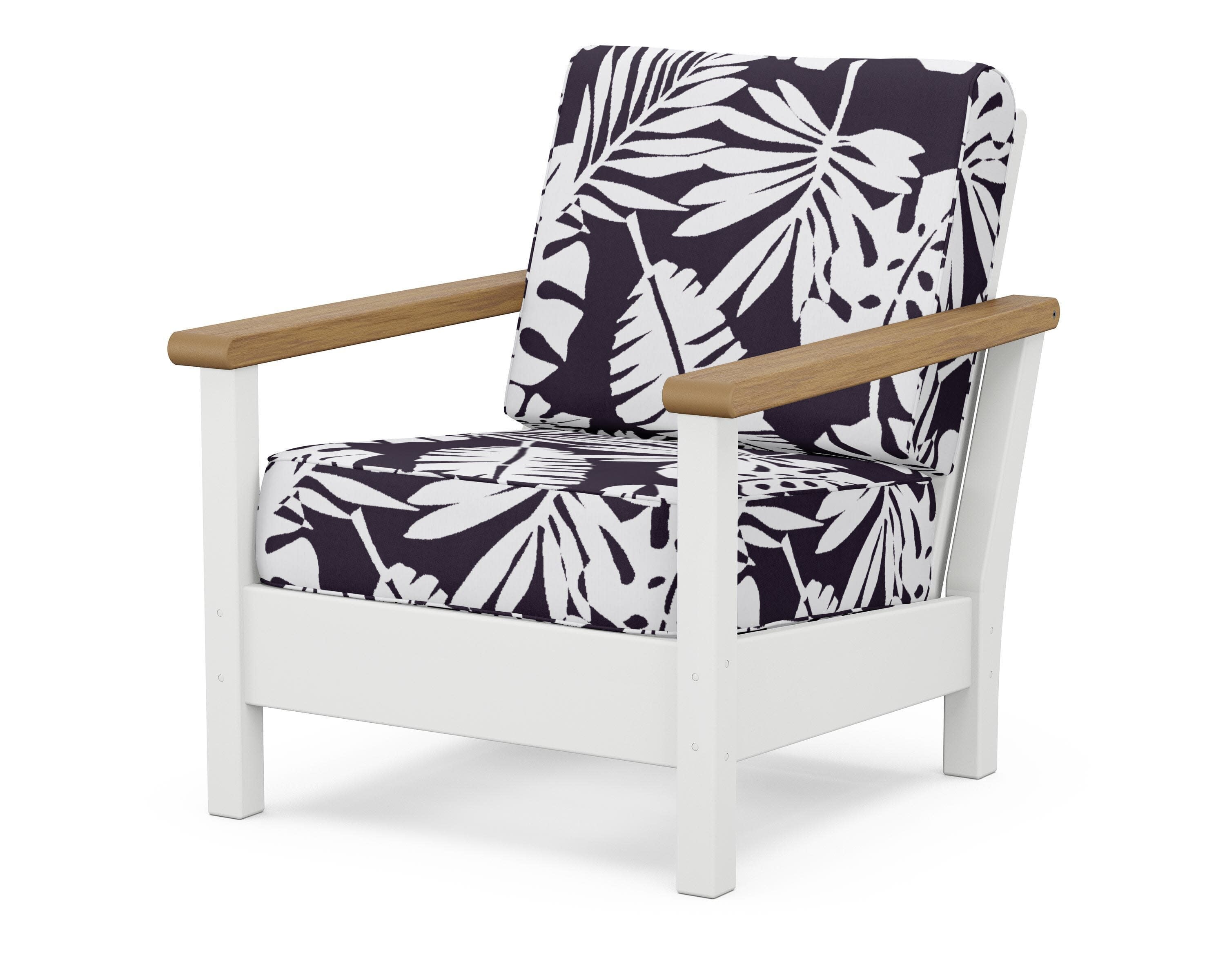 Harbour Deep Seating Chair in White / Natural / Leaf Navy