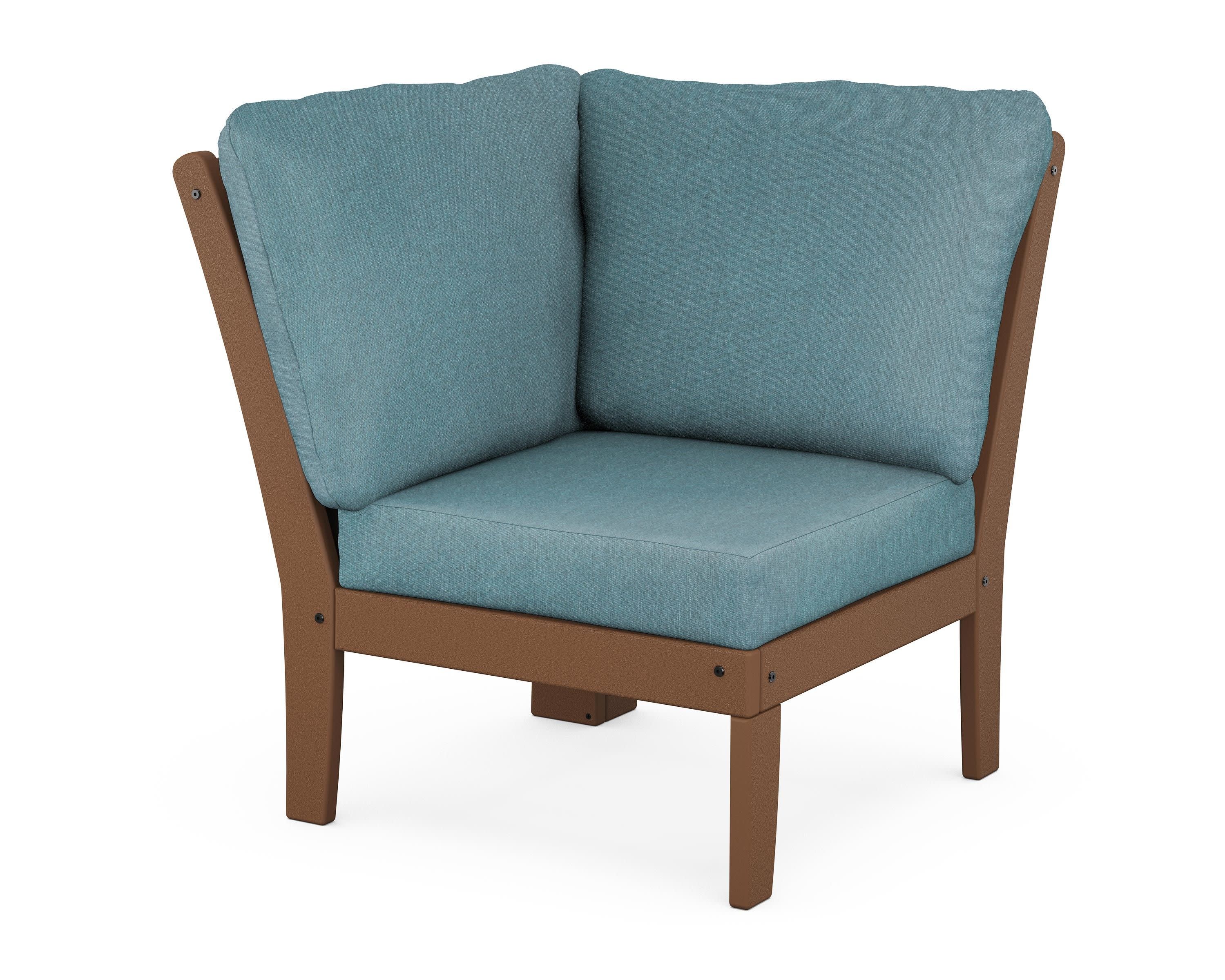 Braxton Modular Corner Chair in Teak / Ocean Teal