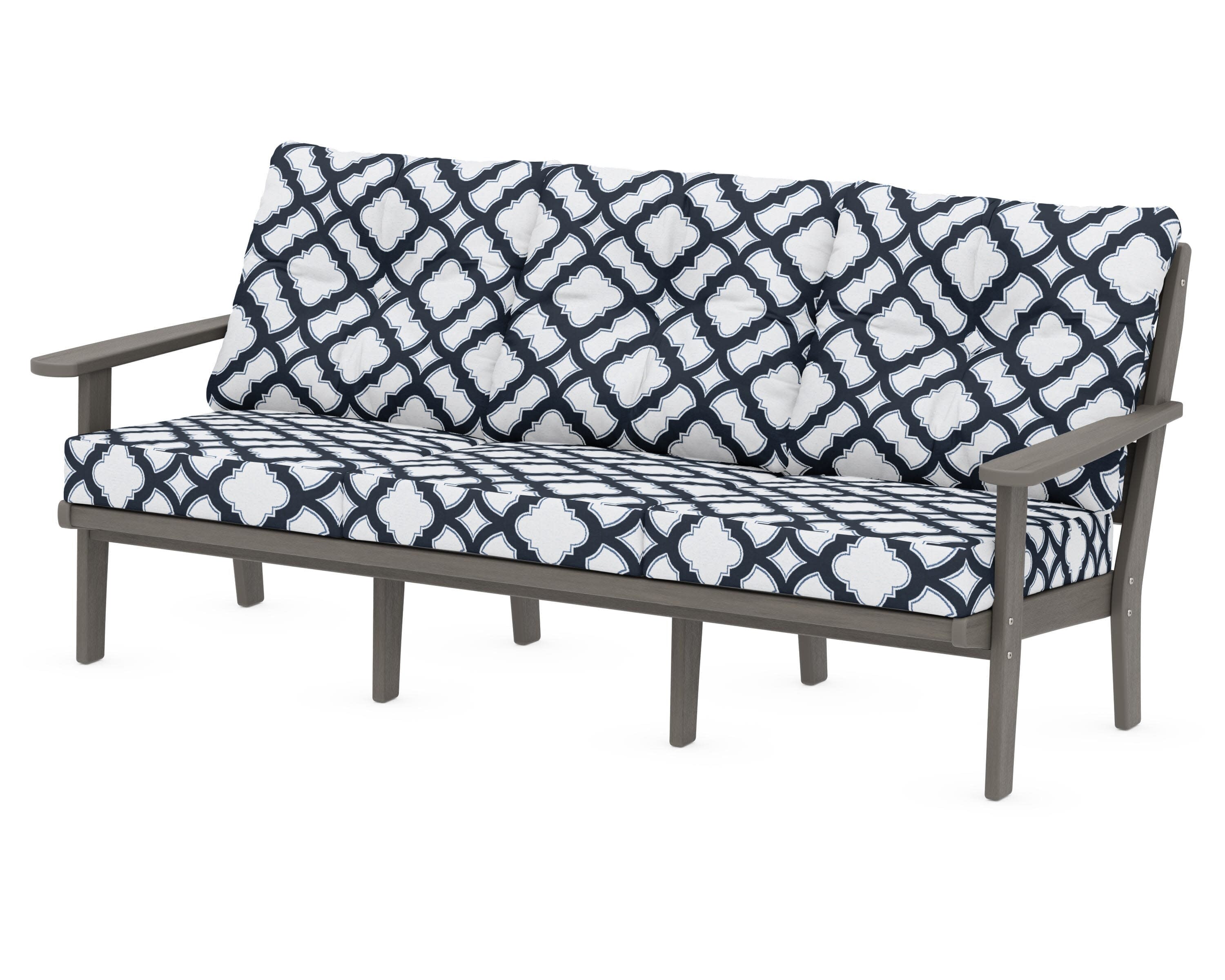 Lakeside Deep Seating Sofa in Driftwood / Trellis Marine Indigo