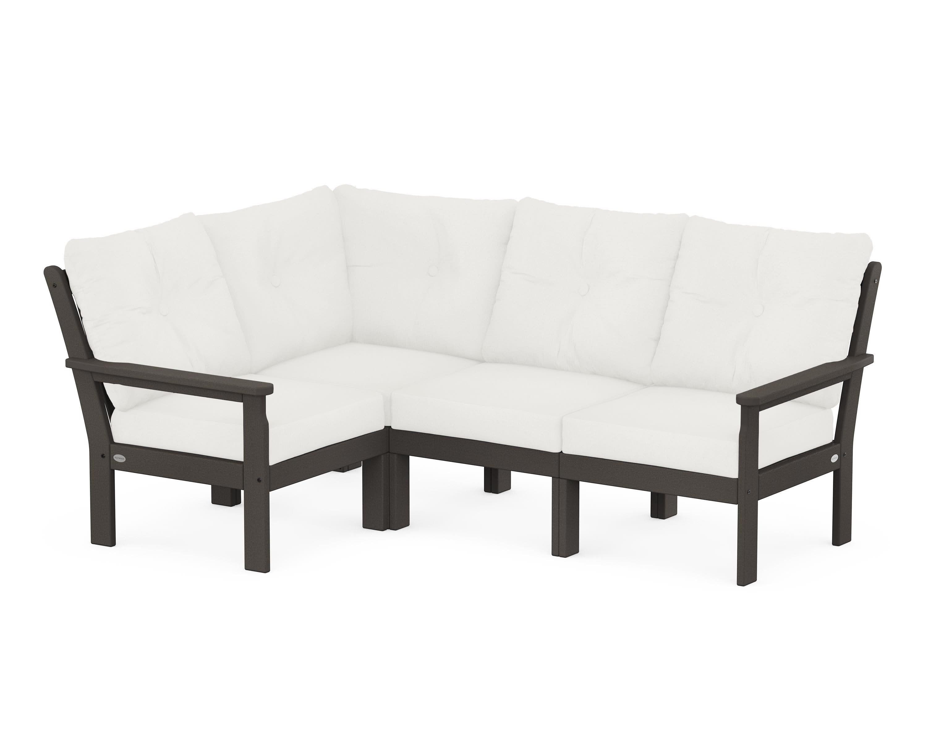 Vineyard 4-Piece Sectional in Vintage Coffee / Natural Linen