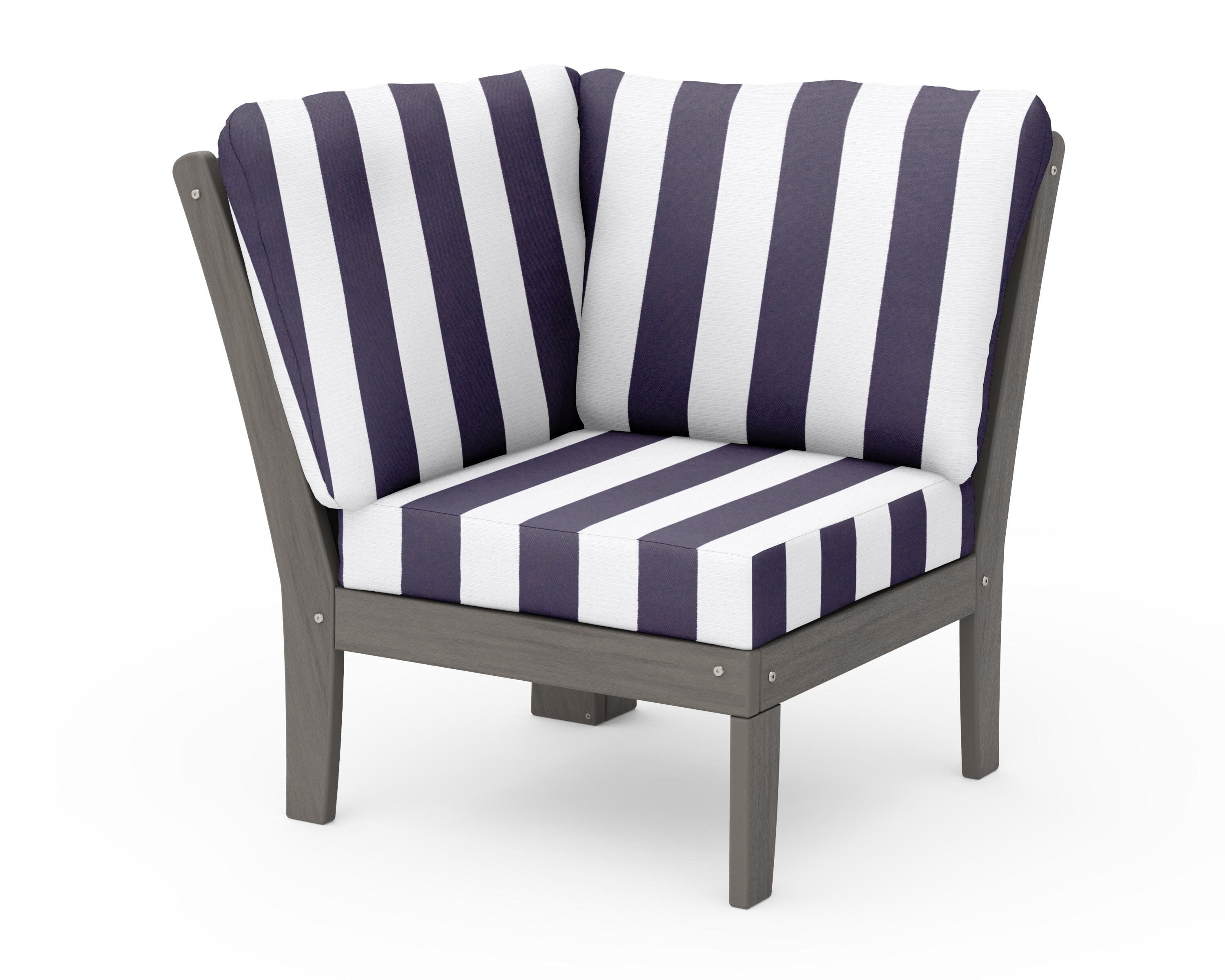 Braxton Modular Corner Chair in Driftwood / Cabana Stripe Navy