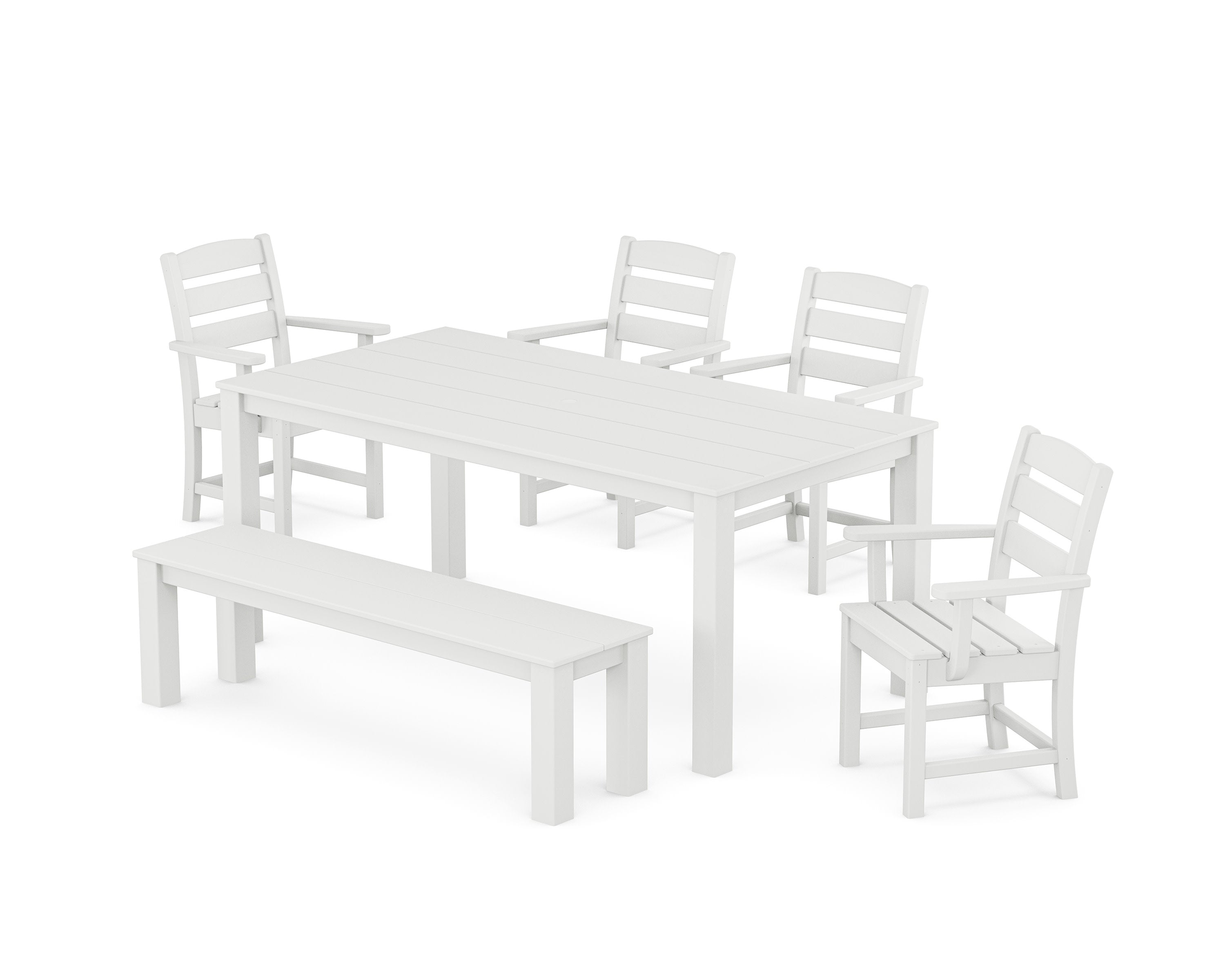 Lakeside 6-Piece Parsons Dining Set with Bench in White