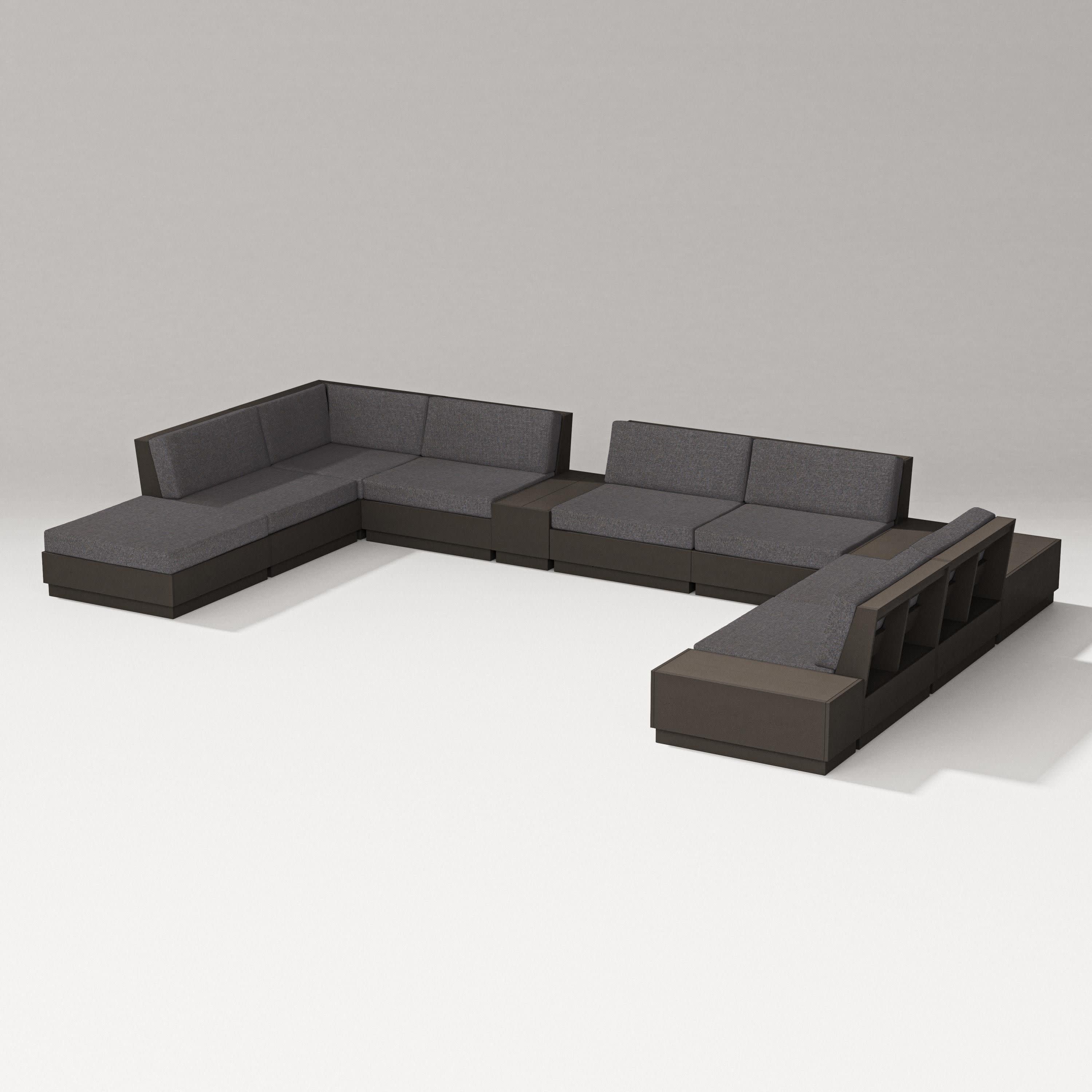 Elevate 11-Piece Conversation Sectional Set in Vintage Coffee / Ash Charcoal