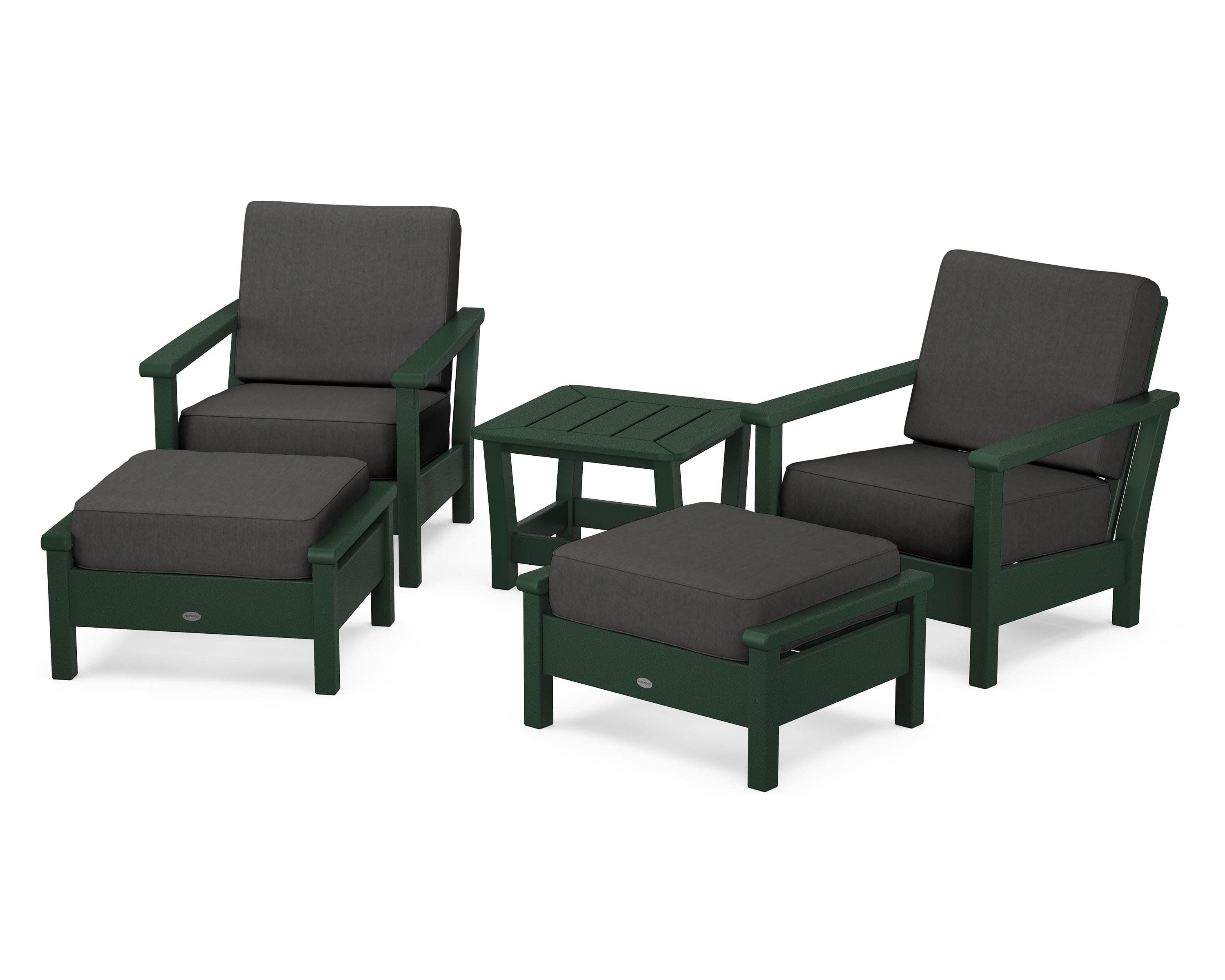 Harbour 5-Piece Deep Seating Chair Set in Green / Spectrum Carbon