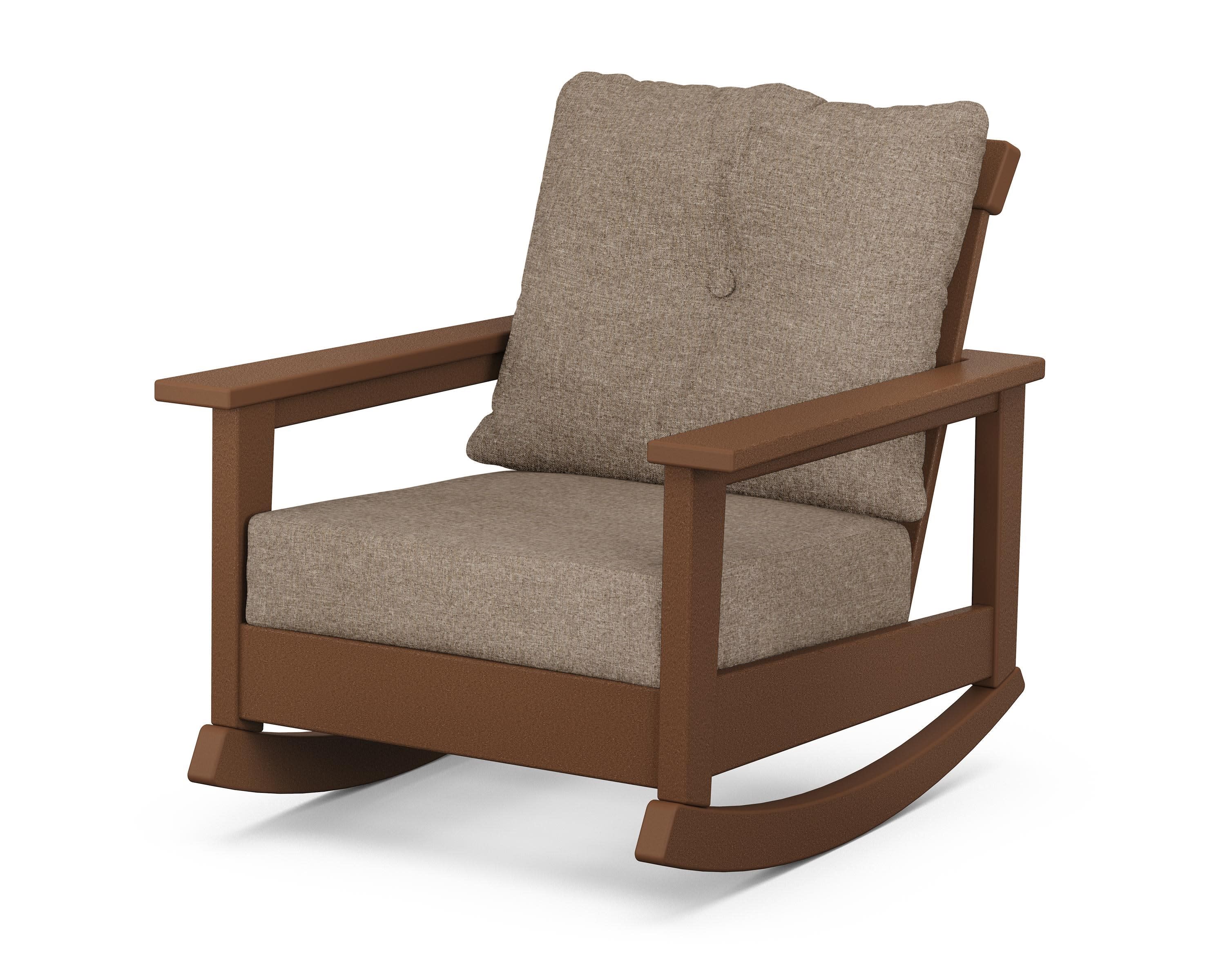Prescott Deep Seating Rocking Chair in Teak / Spiced Burlap