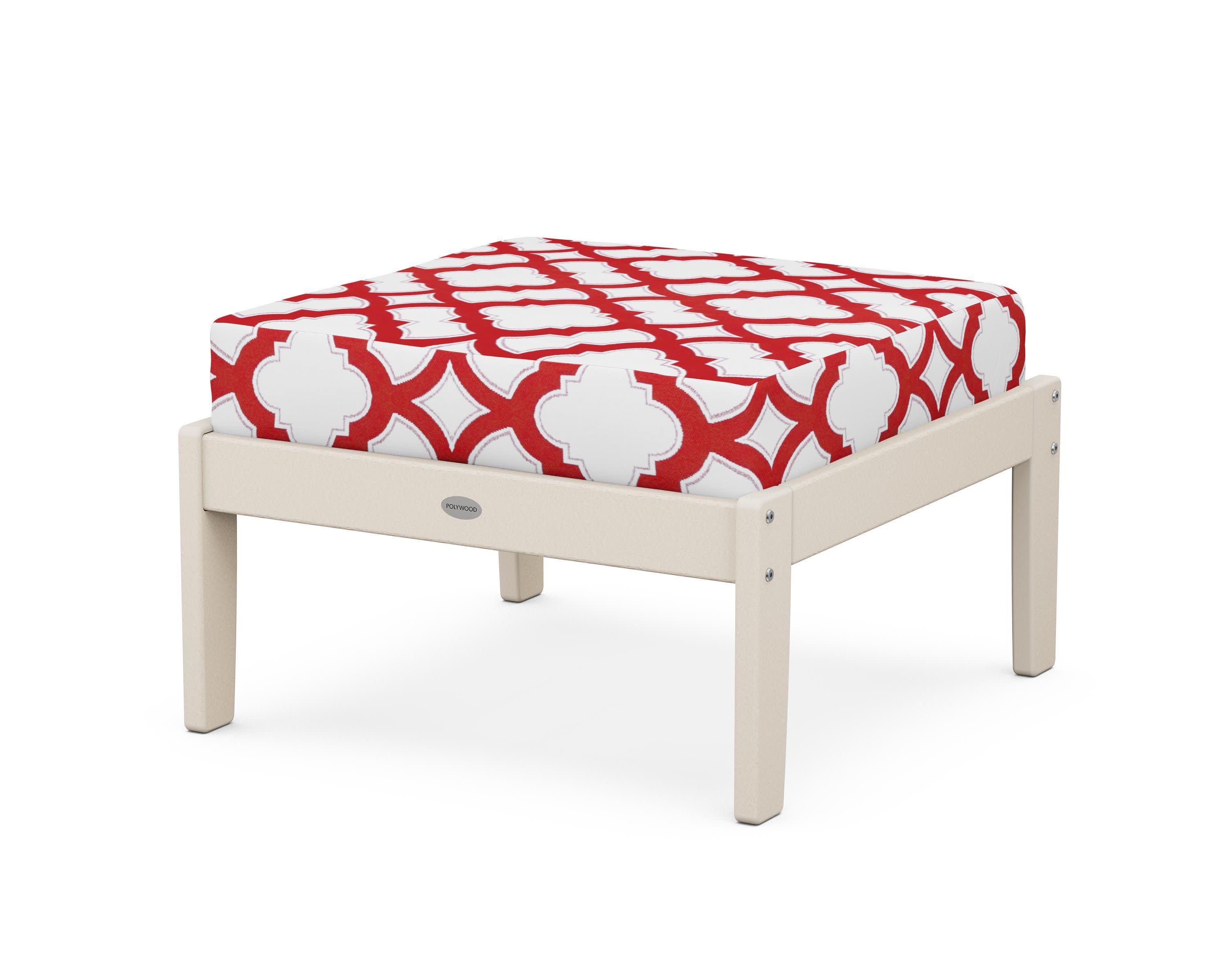 Braxton Deep Seating Ottoman in Sand / Trellis Crimson