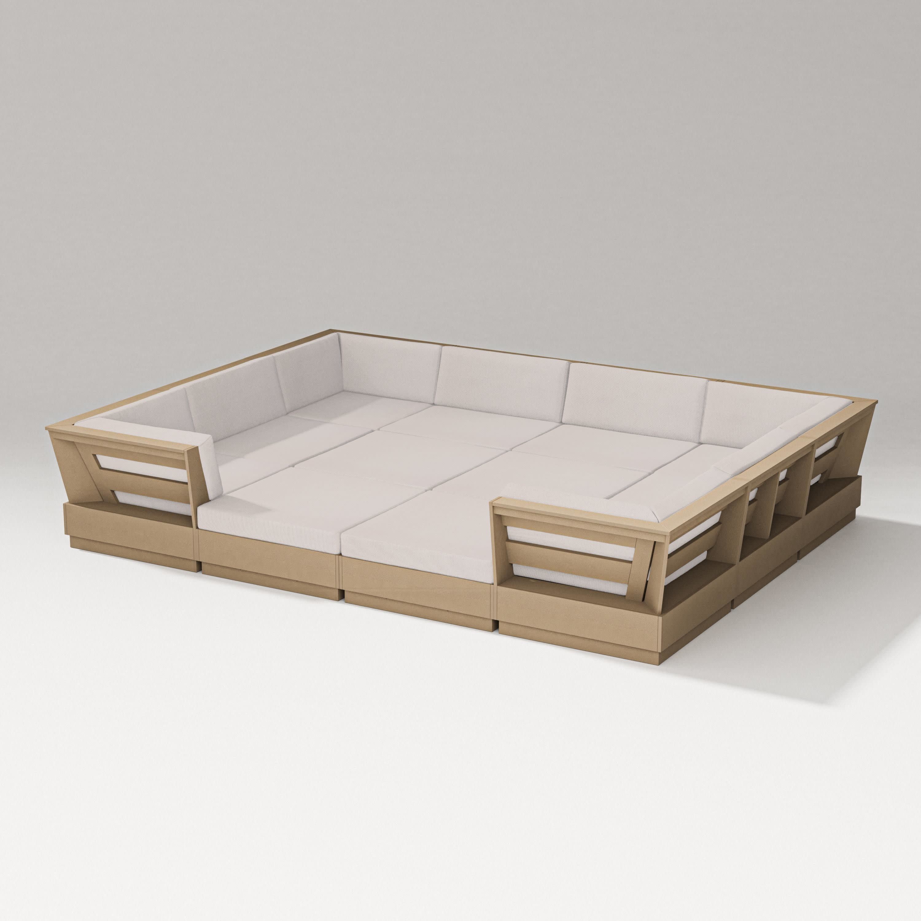 Elevate 12-Piece Pit Sectional in Vintage Sahara / Dune Burlap