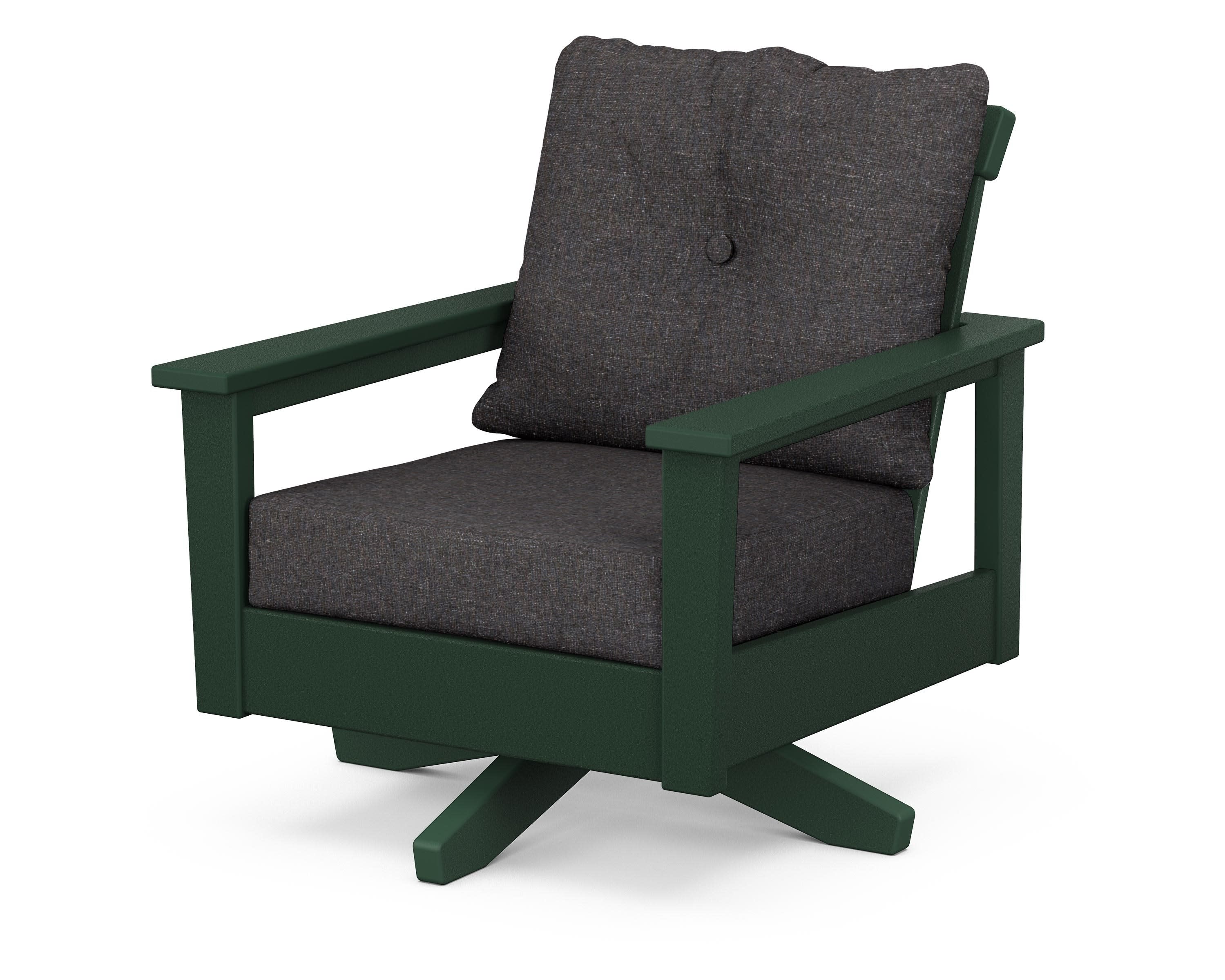 Prescott Deep Seating Swivel Chair in Green / Ash Charcoal