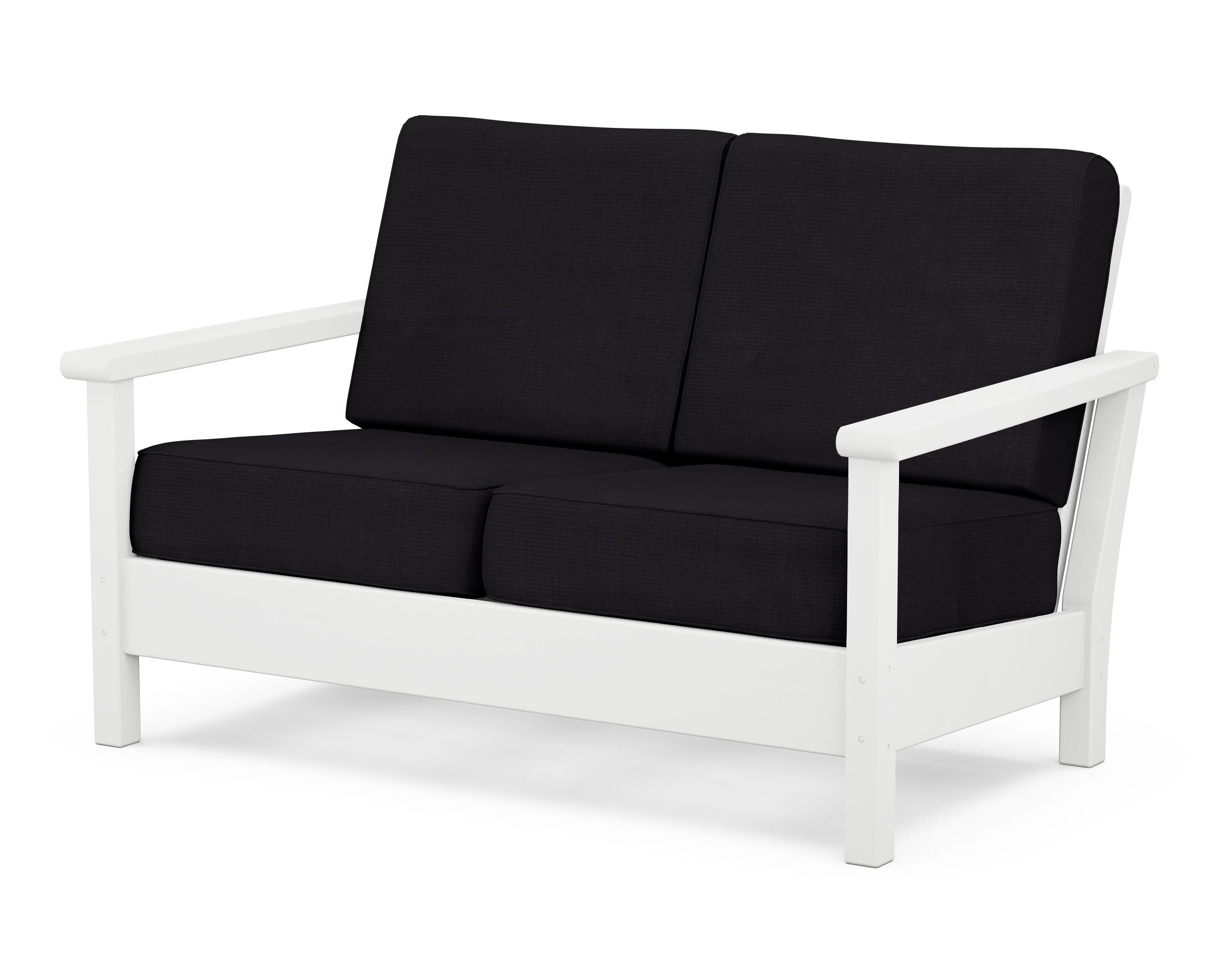 Harbour Deep Seating Loveseat in White / Midnight Linen