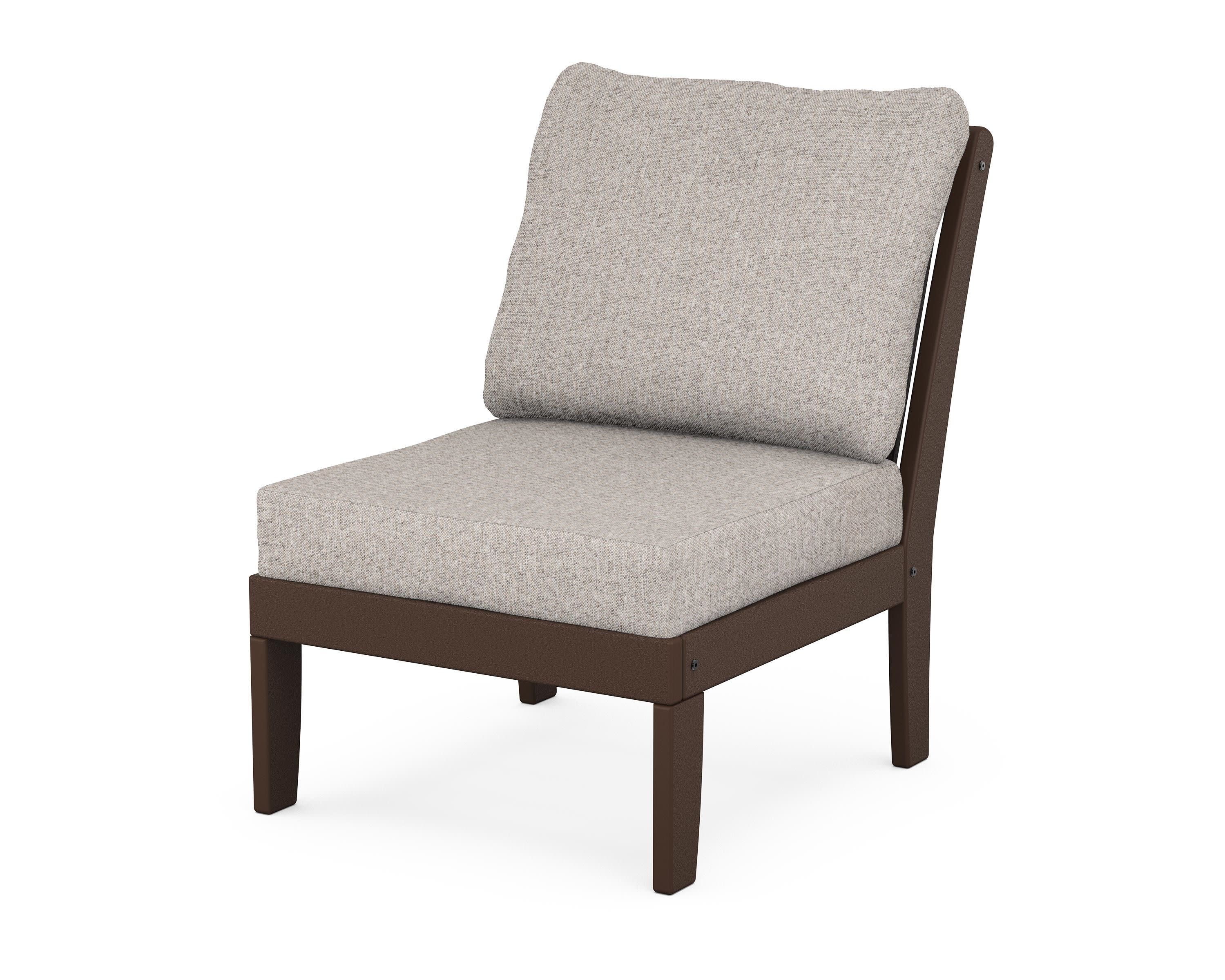 Braxton Modular Armless Chair in Mahogany / Weathered Tweed