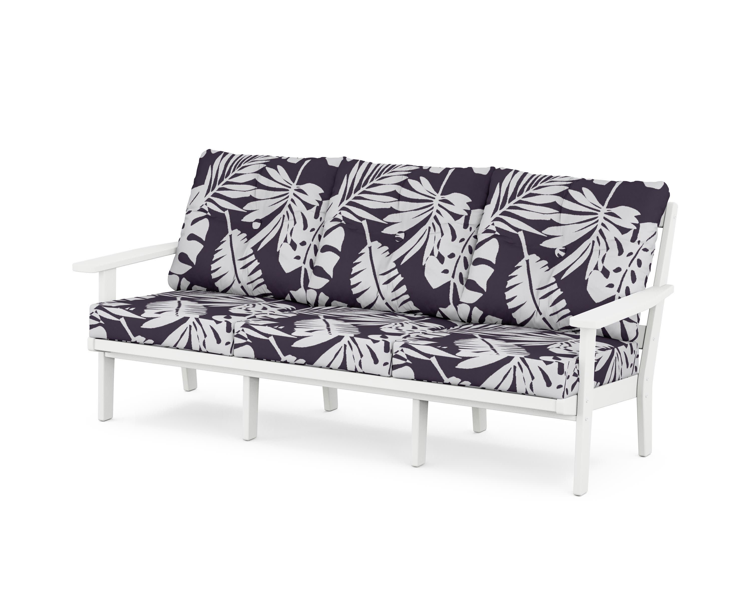 Oxford Deep Seating Sofa in White / Leaf Navy